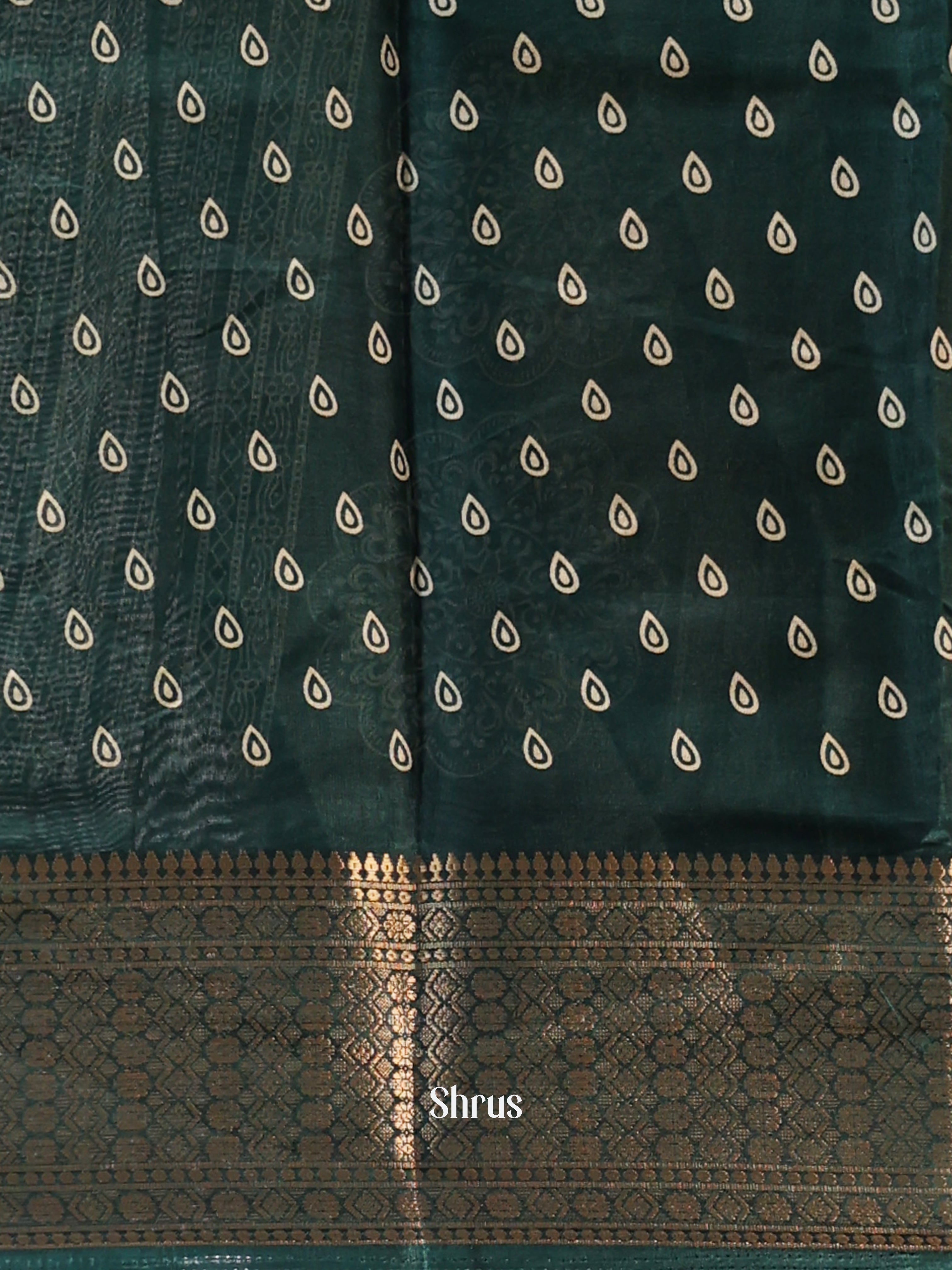 Green- Semi Crepe Saree - Shop on Shrus.com