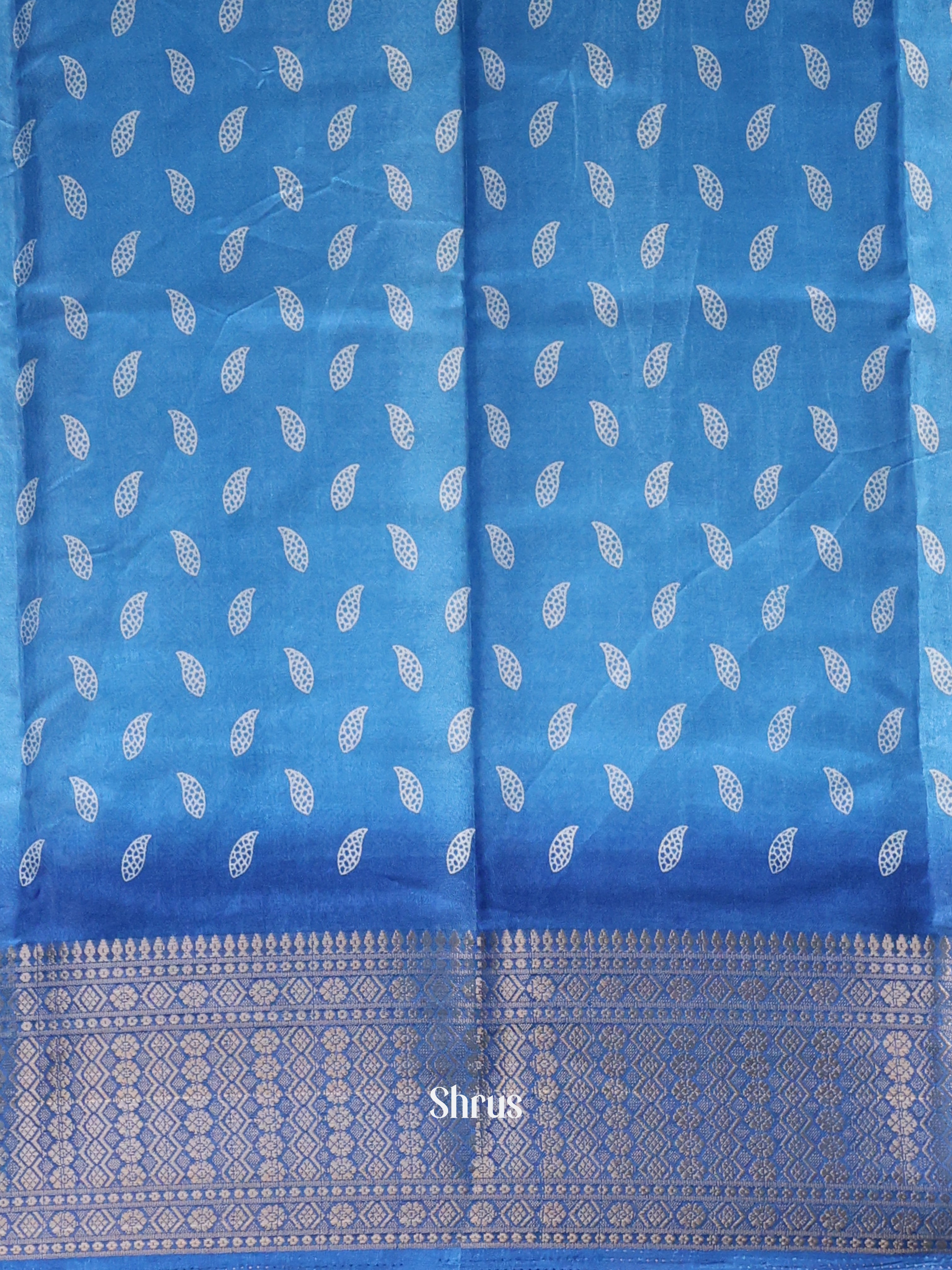 Blue - Semi Crepe Saree - Shop on Shrus.com