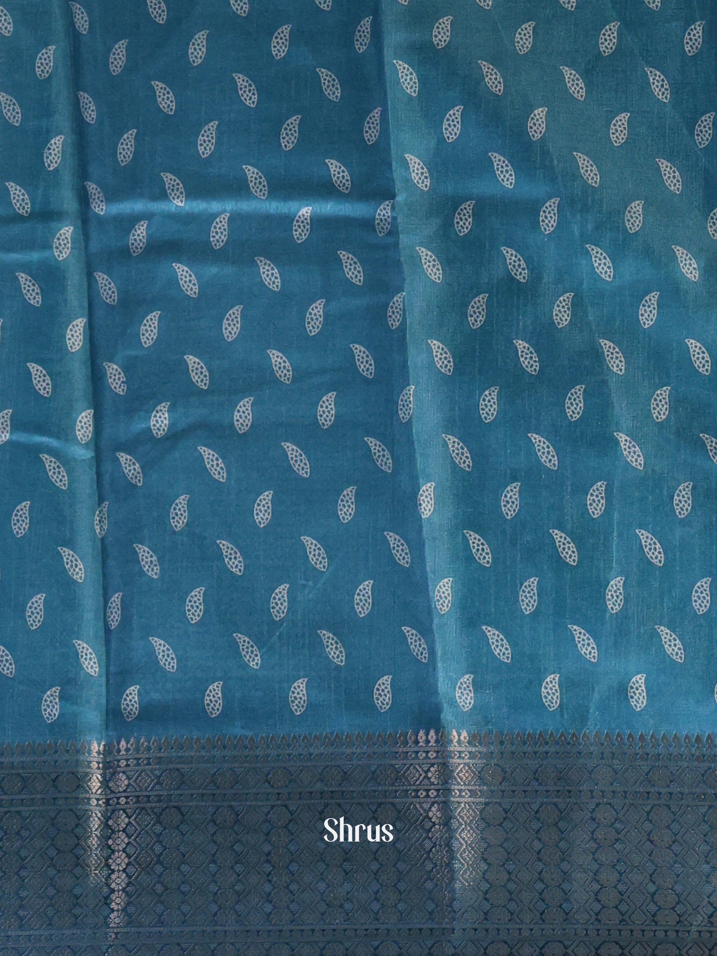 Blue - Semi Crepe Saree - Shop on Shrus.com