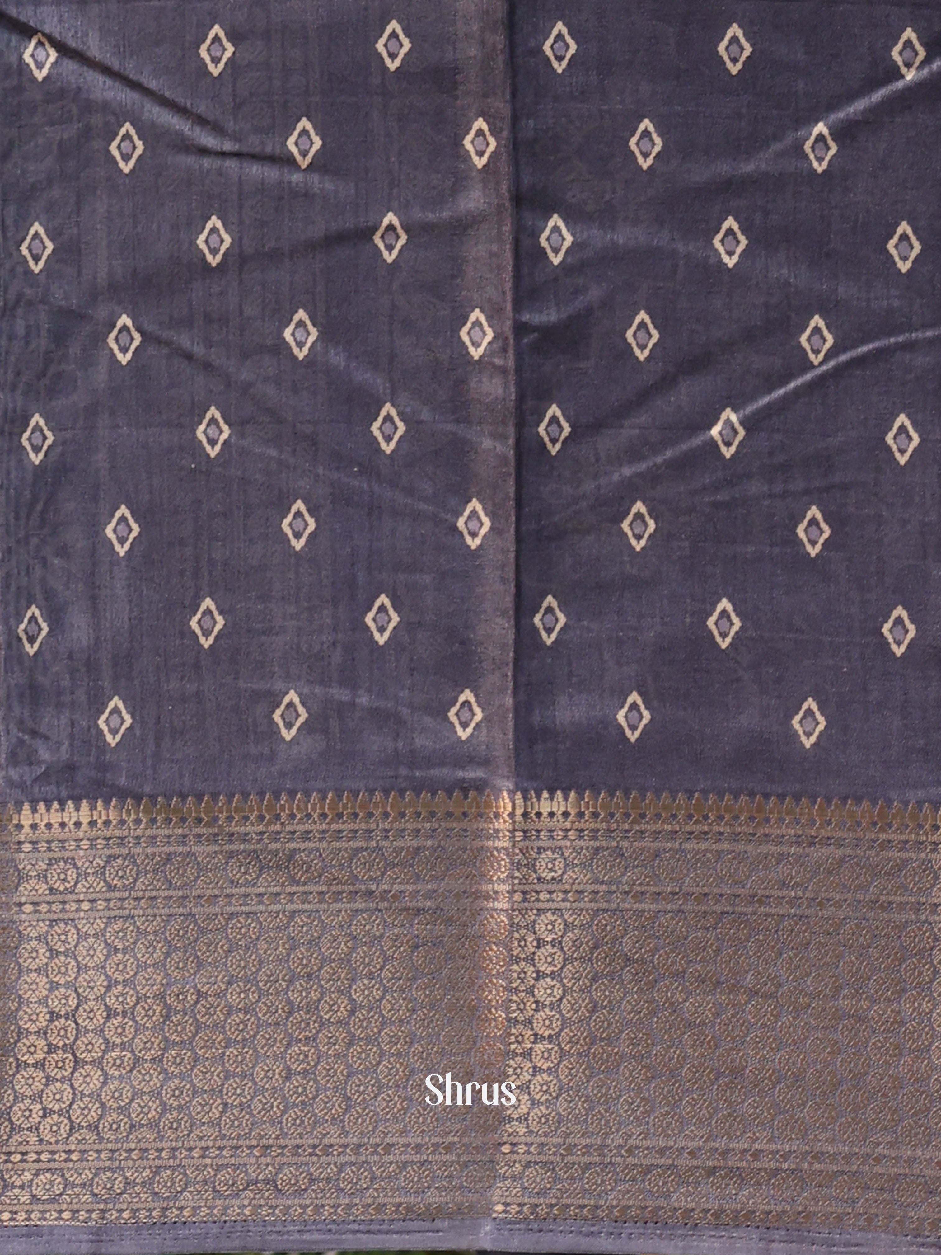 Grey - Semi Crepe Saree - Shop on Shrus.com