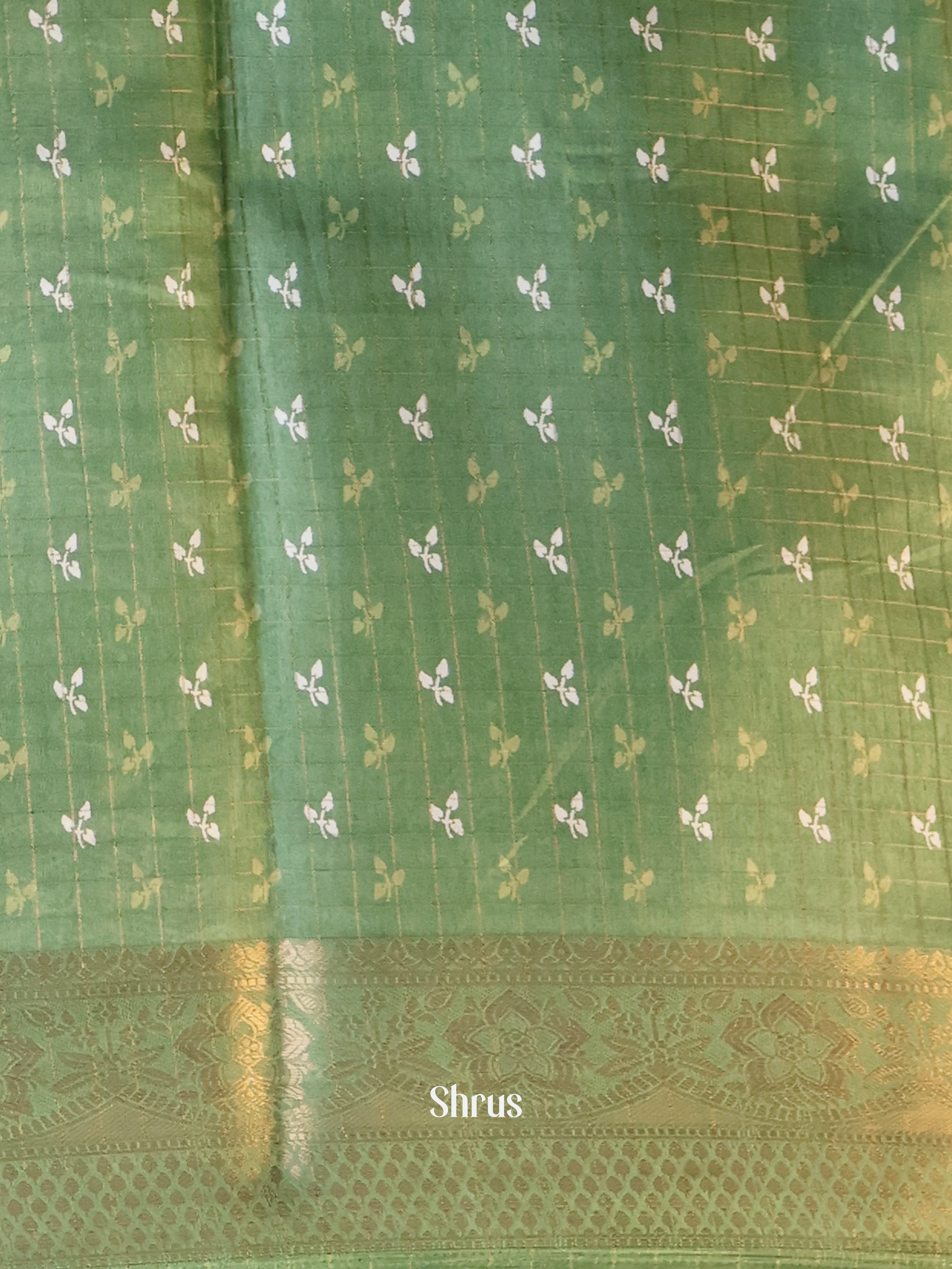 Green - Semi Crepe Saree - Shop on Shrus.com