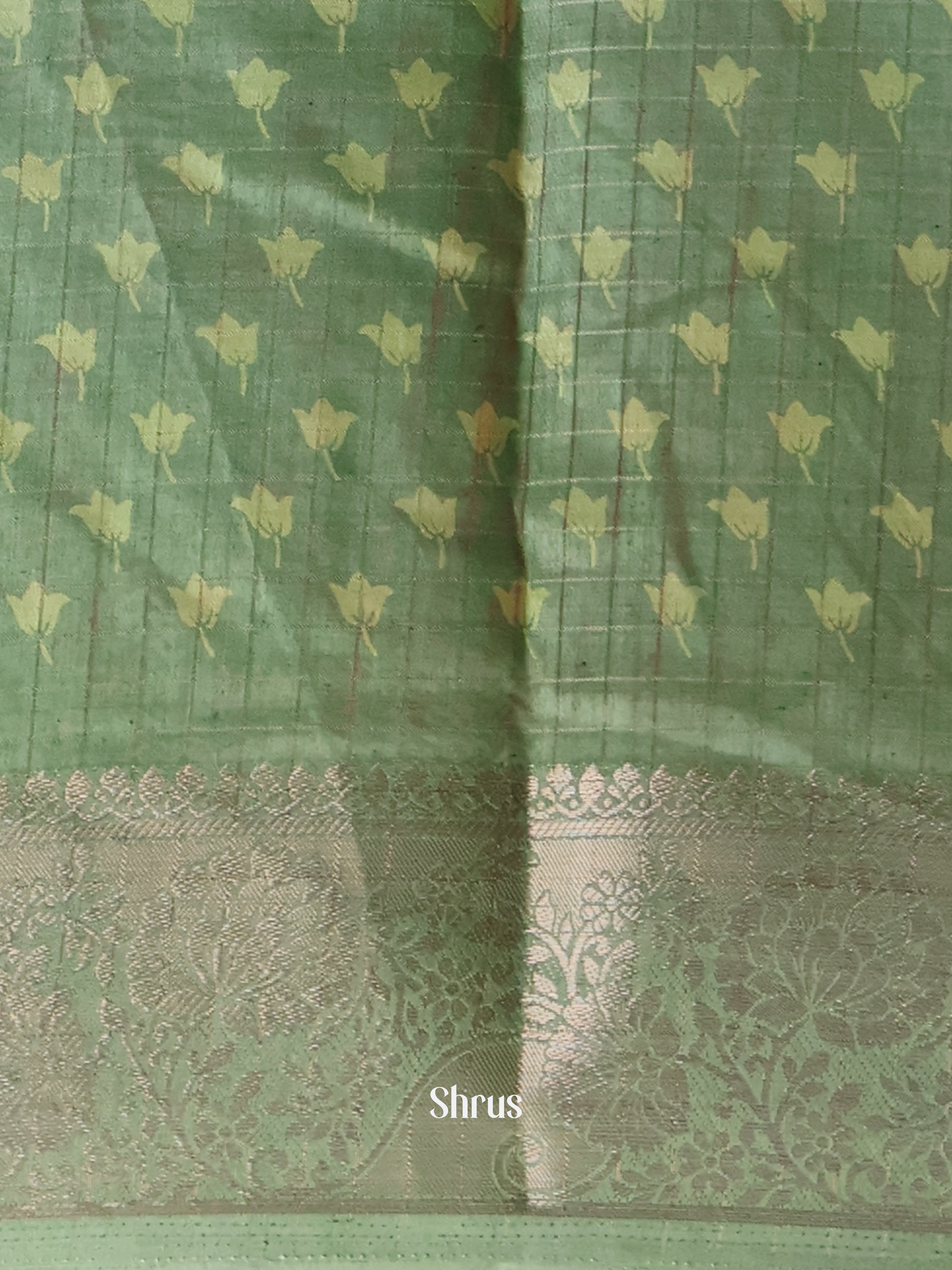Green- Semi Crepe Saree - Shop on Shrus.com