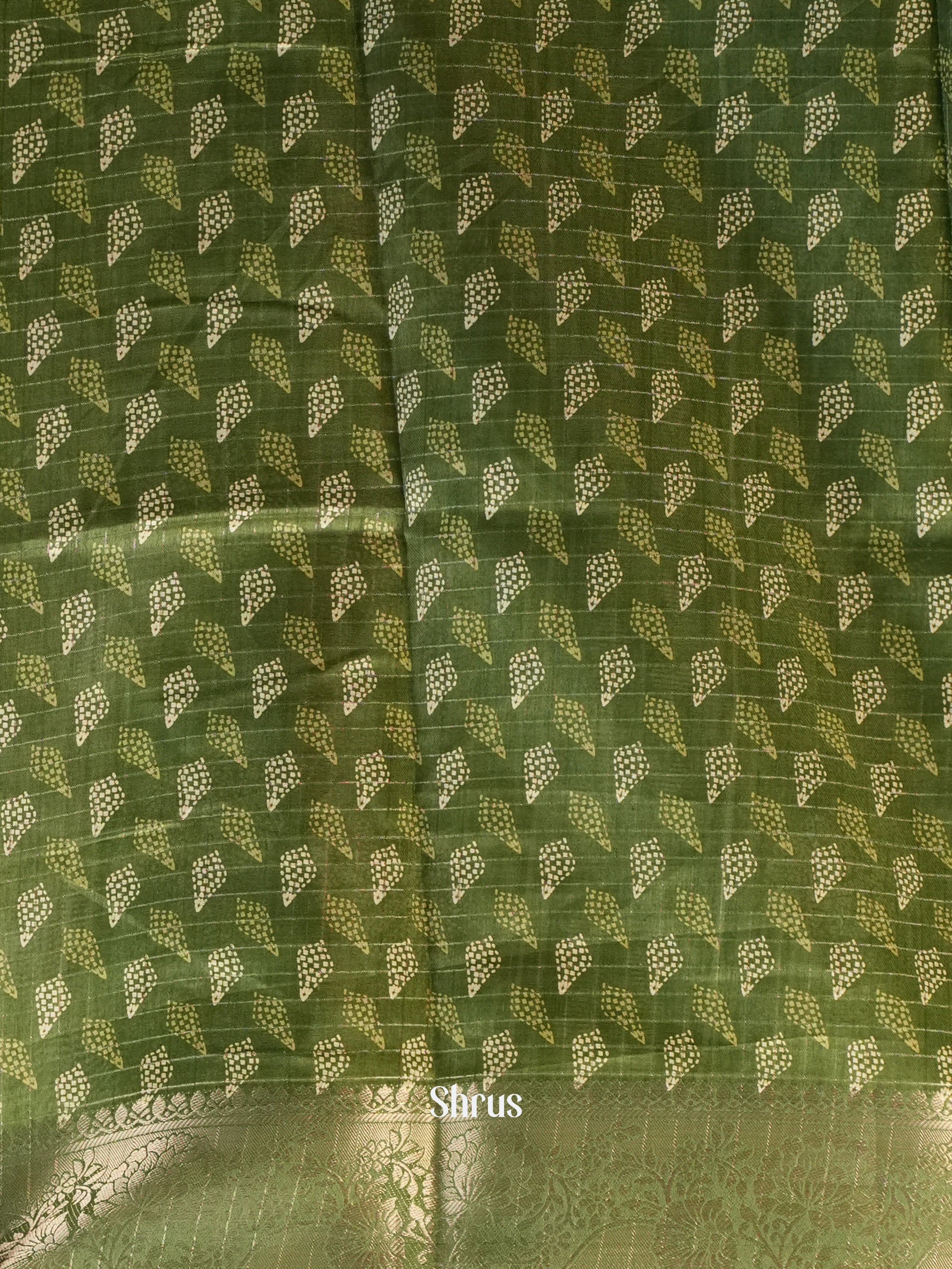 Green - Semi Crepe Saree - Shop on Shrus.com