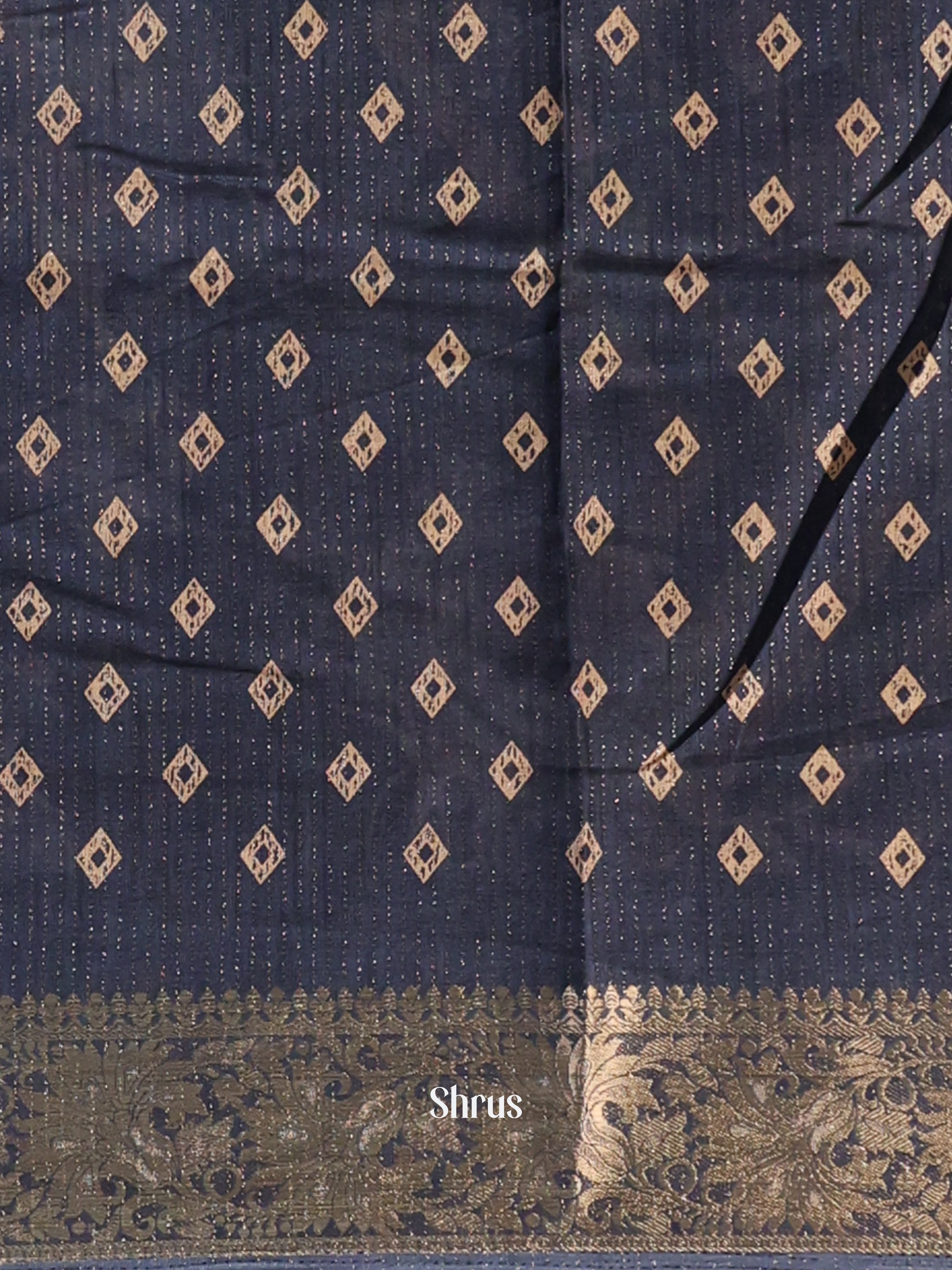 Navy Blue - Semi Crepe Saree - Shop on Shrus.com