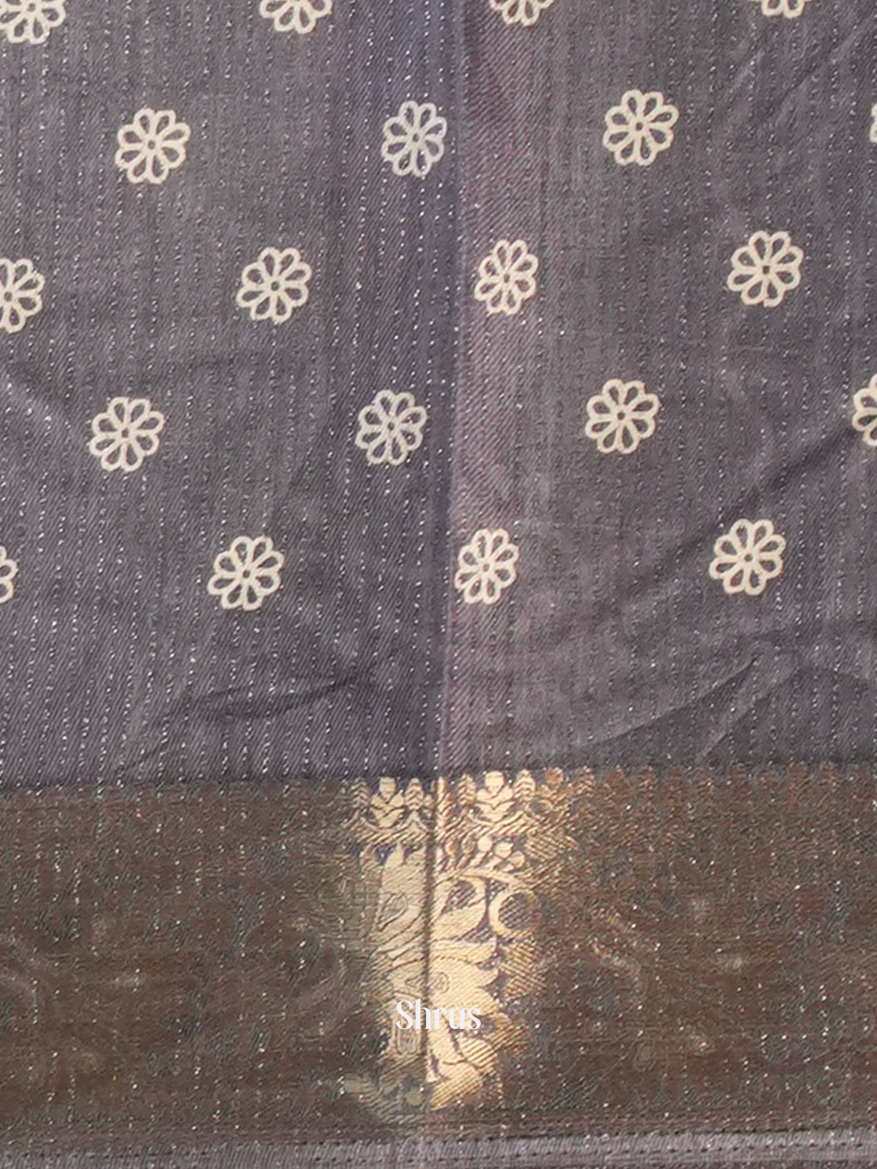 Grey - Semi Crepe Saree - Shop on Shrus.com