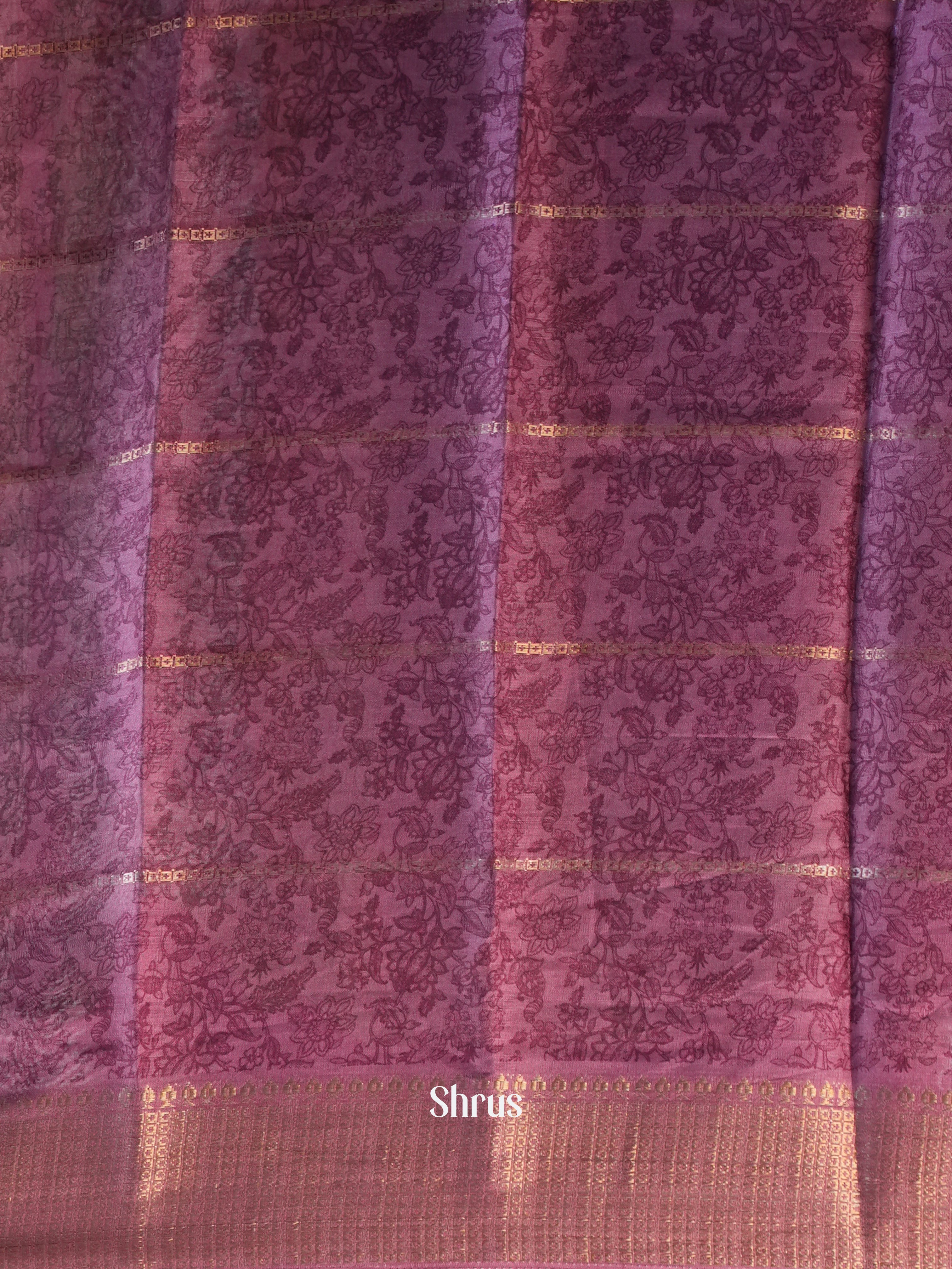 Grey & Purple - Semi Crepe Saree - Shop on Shrus.com