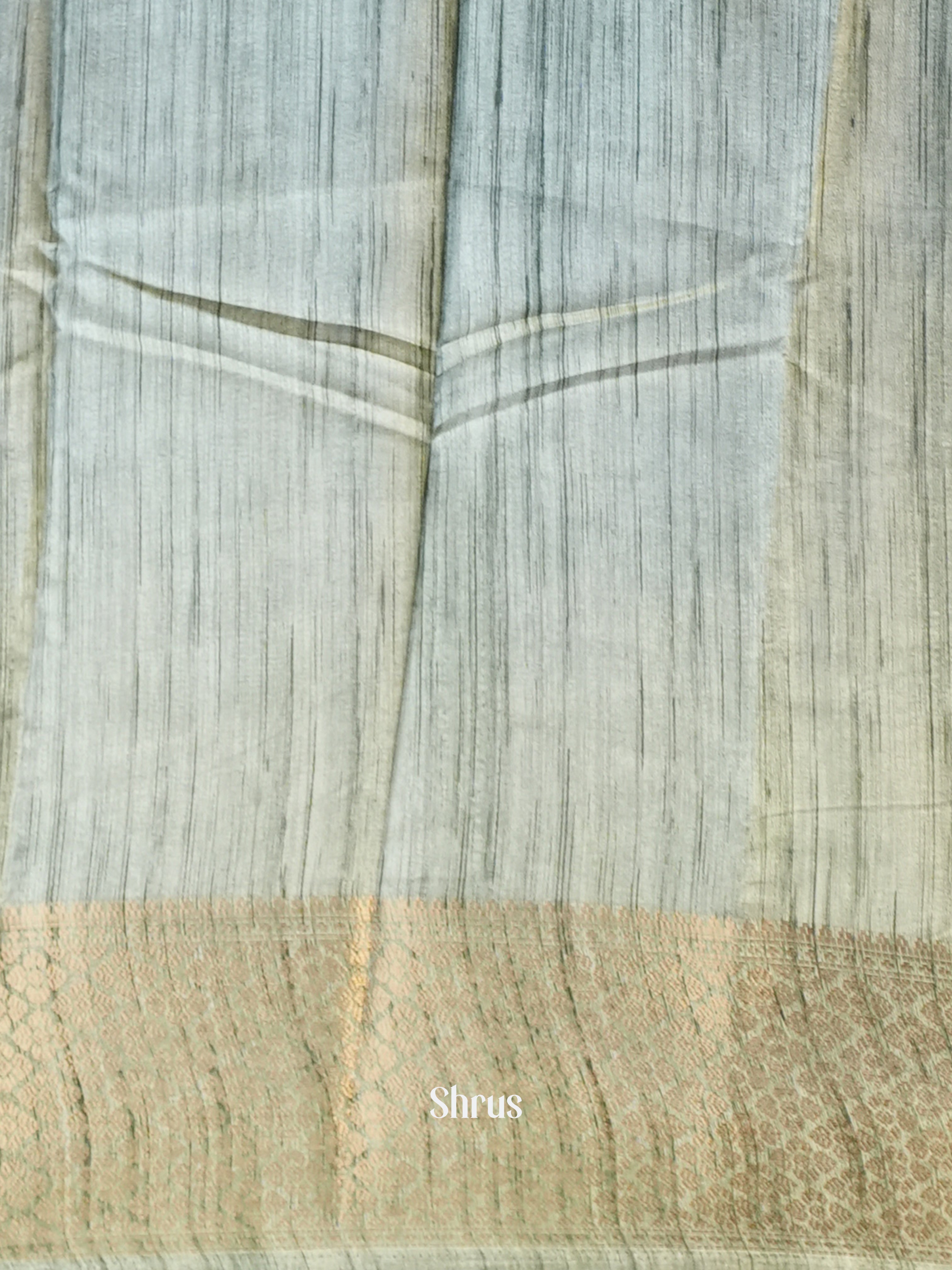 Green & Grey - Semi Crepe Saree - Shop on Shrus.com