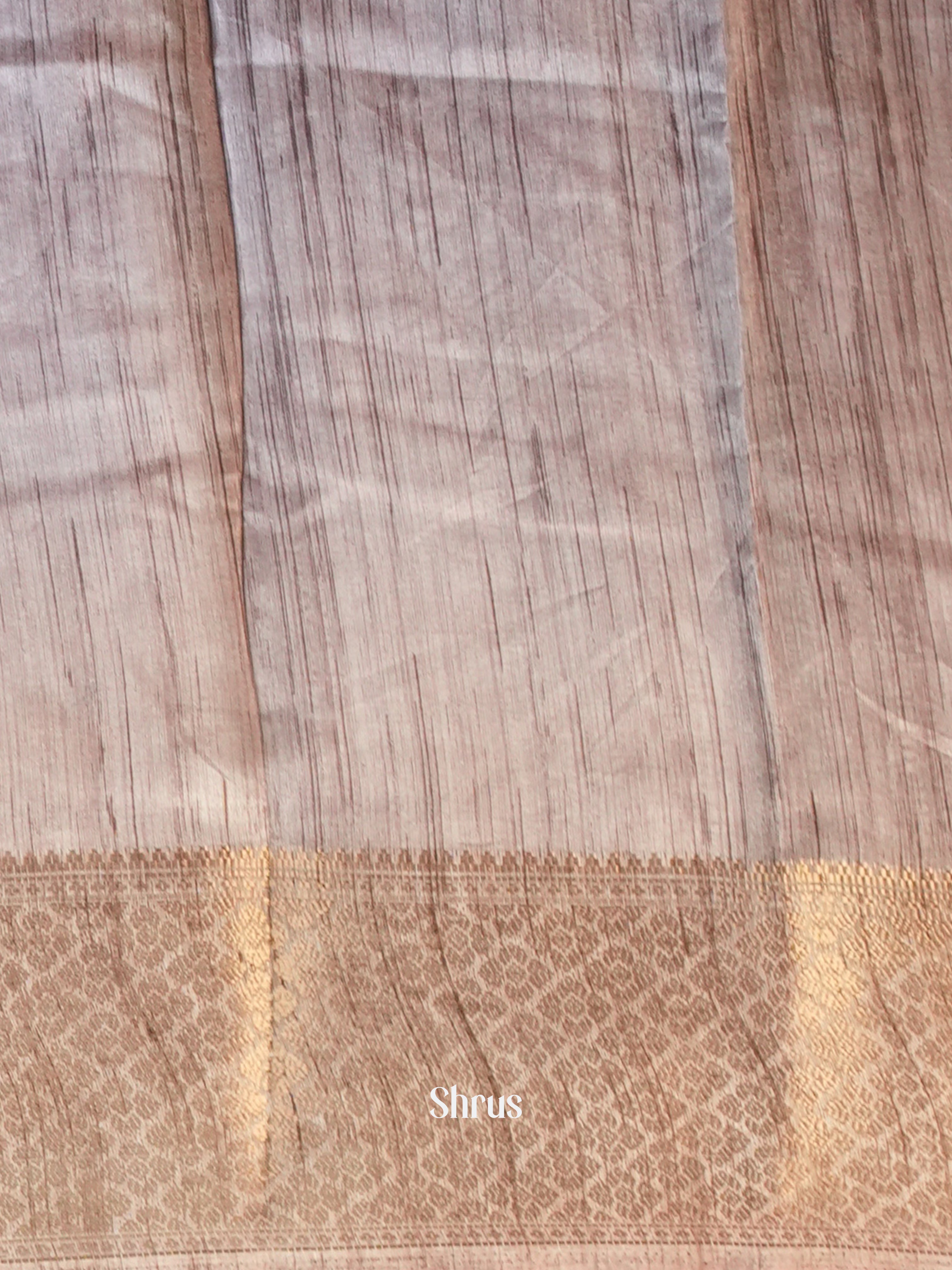Brown & Grey- Semi Crepe Saree - Shop on Shrus.com