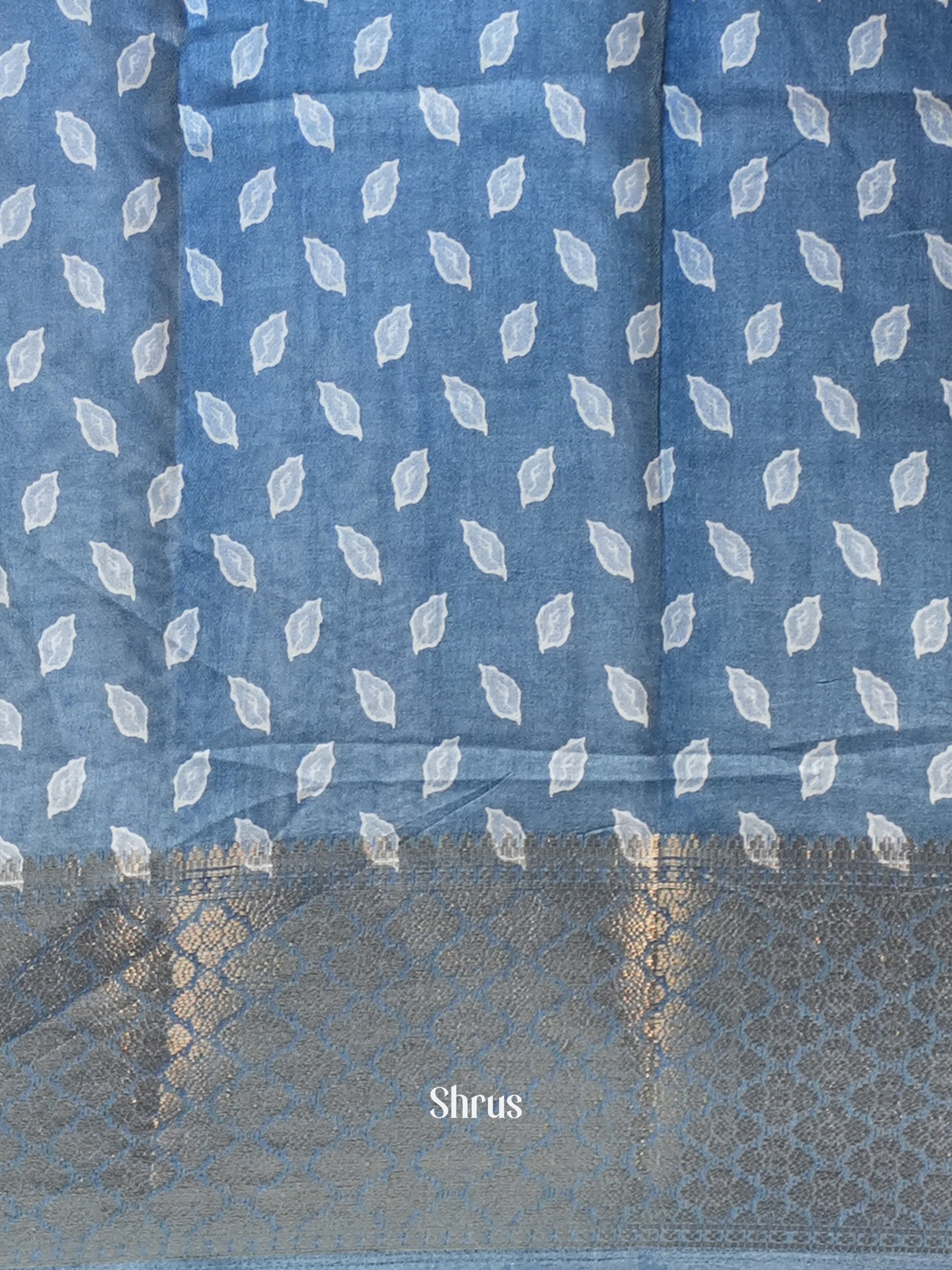 Blue - Semi Crepe Saree - Shop on Shrus.com