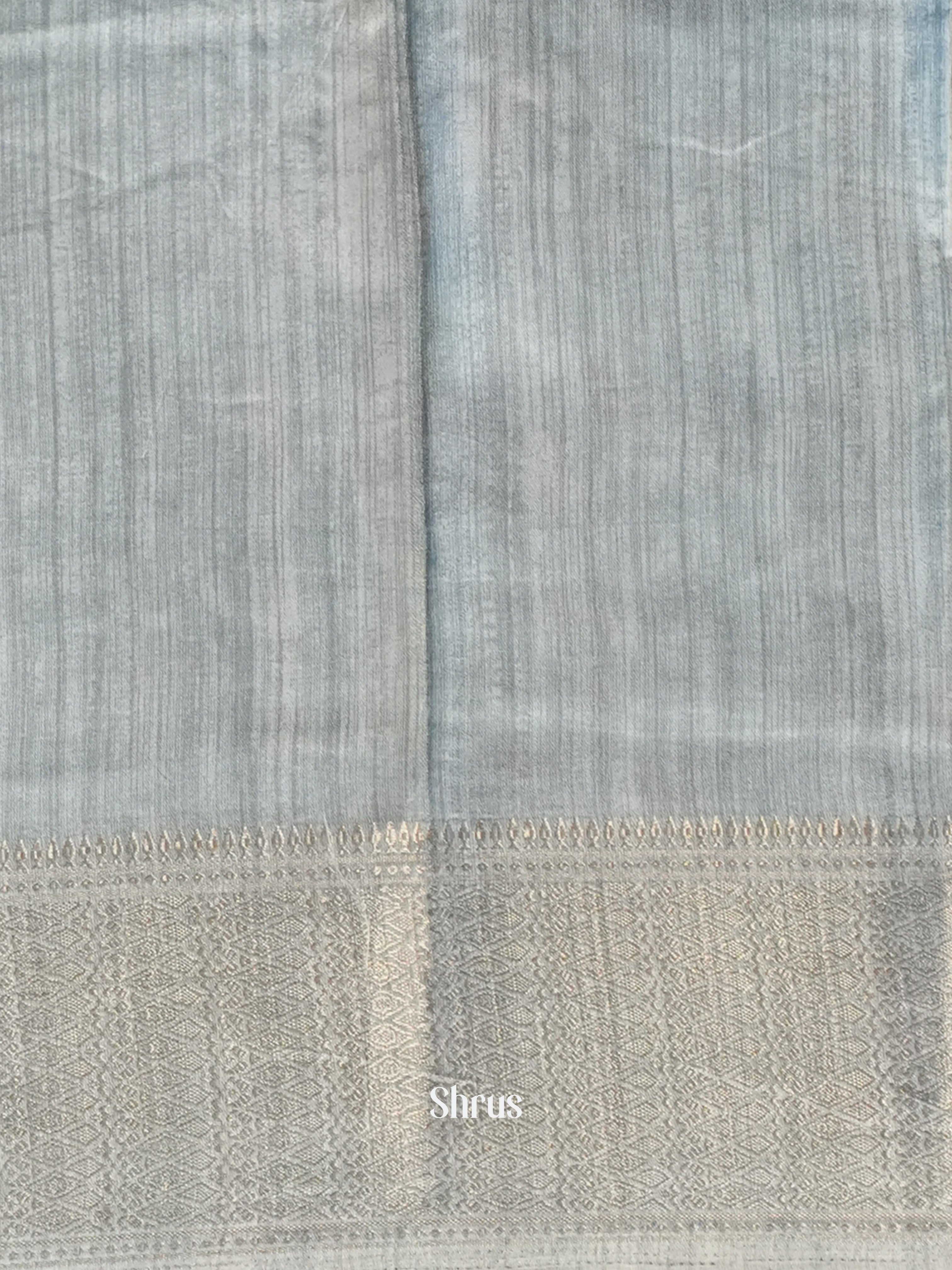 Cream & Grey - Semi Crepe Saree - Shop on Shrus.com