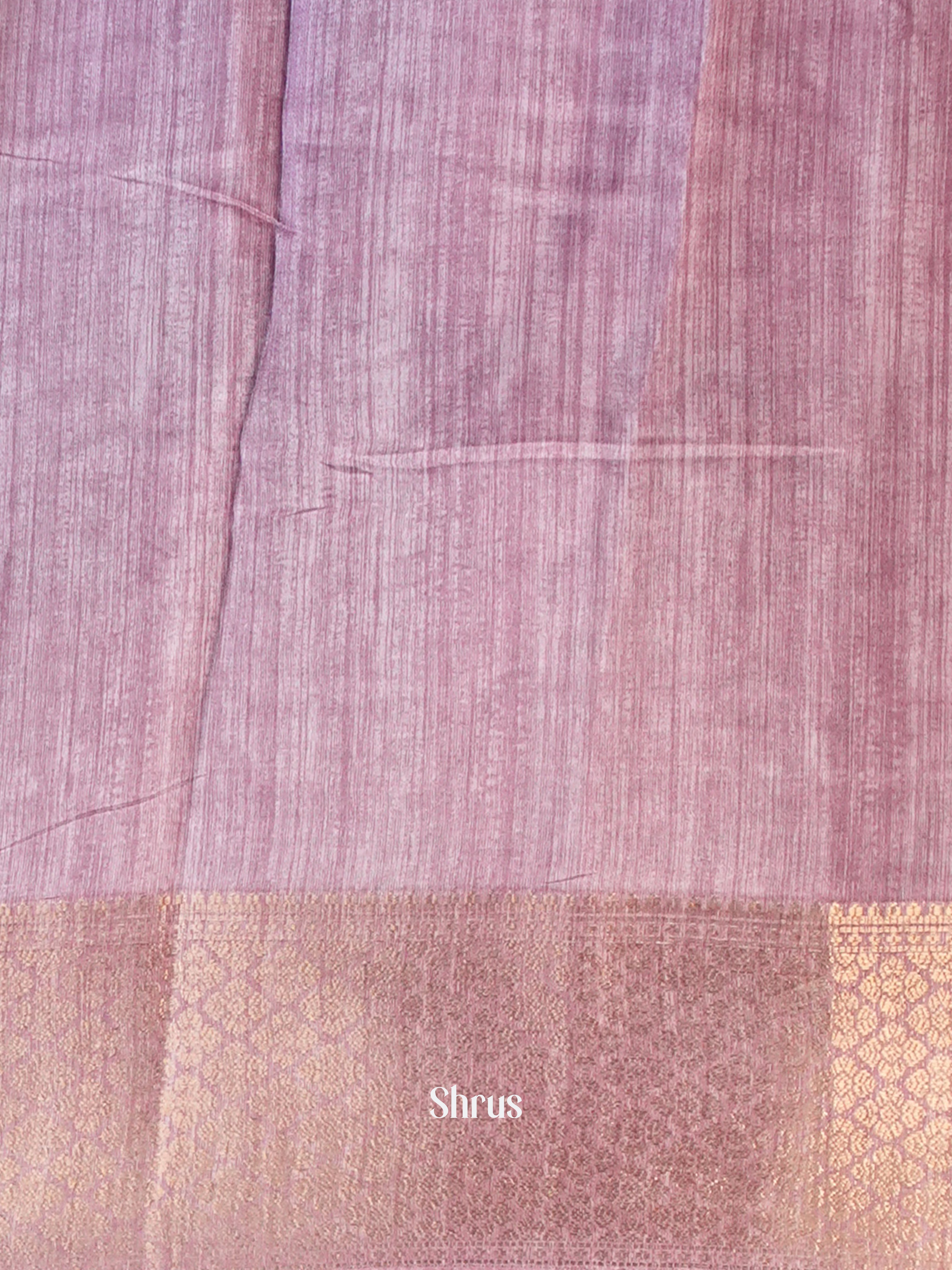 Dark Purple & Cream - Semi Crepe Saree - Shop on Shrus.com