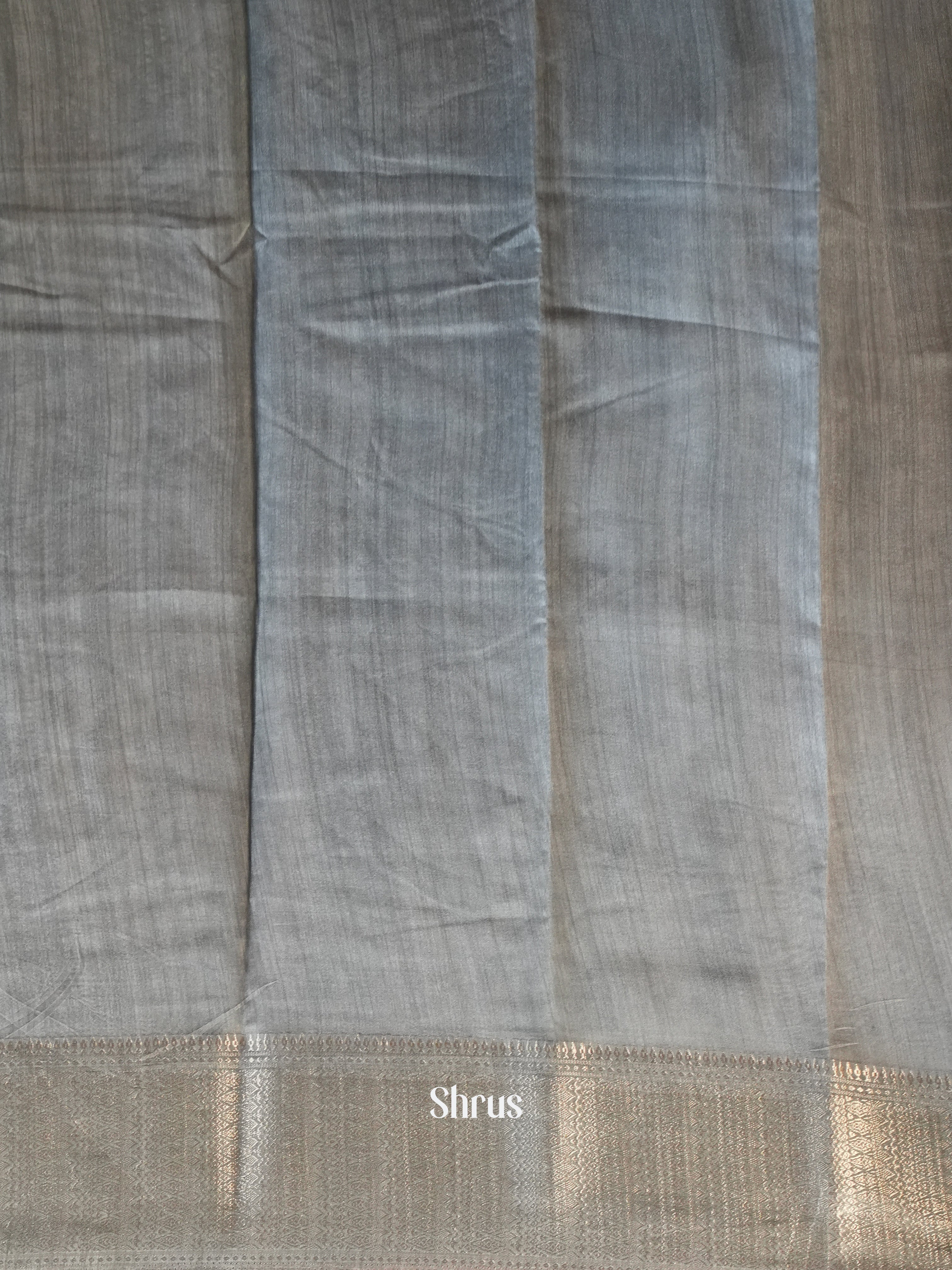 Black & Grey - Semi Crepe Saree - Shop on Shrus.com