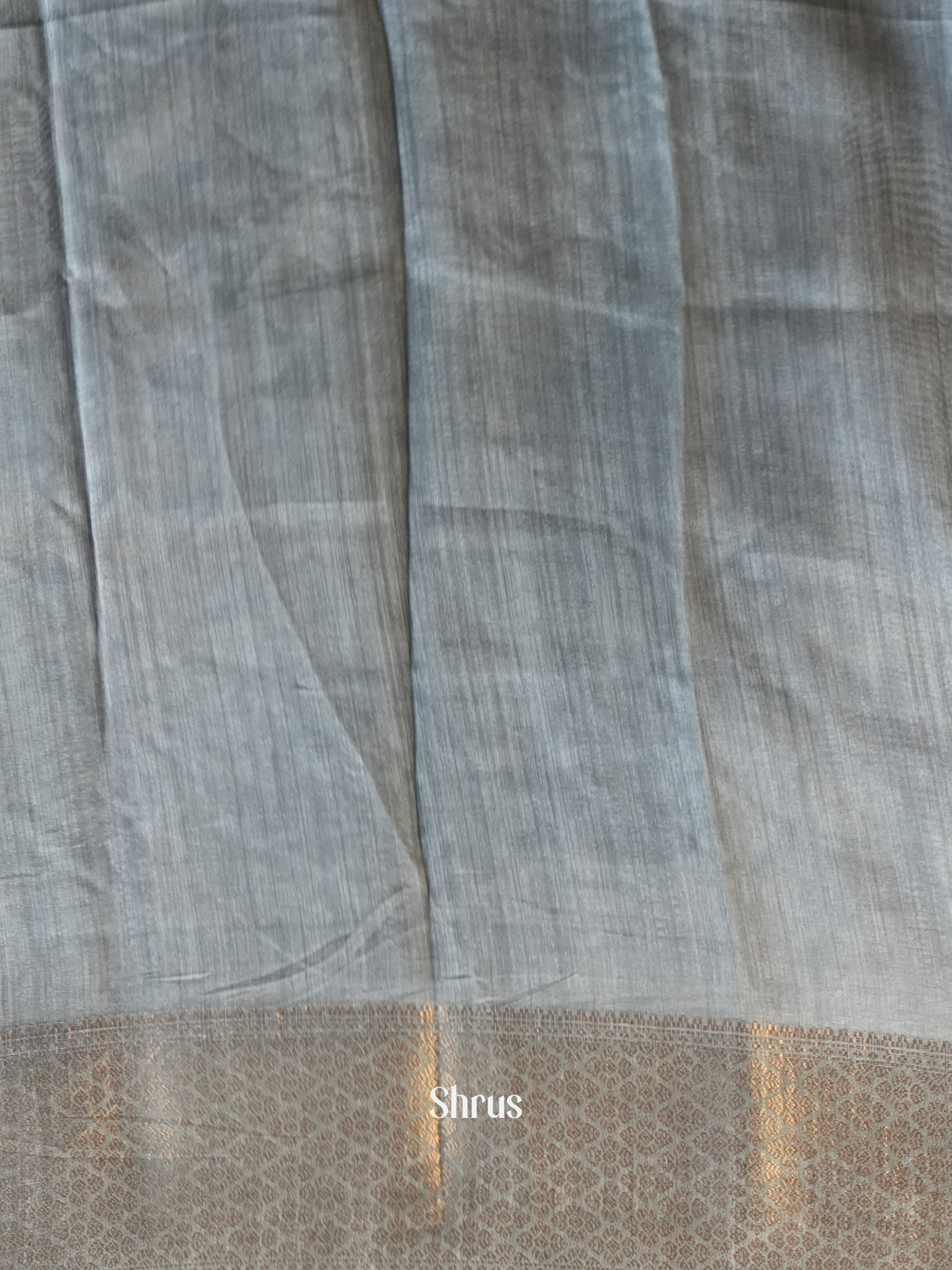 Black & Grey - Semi Crepe Saree - Shop on Shrus.com