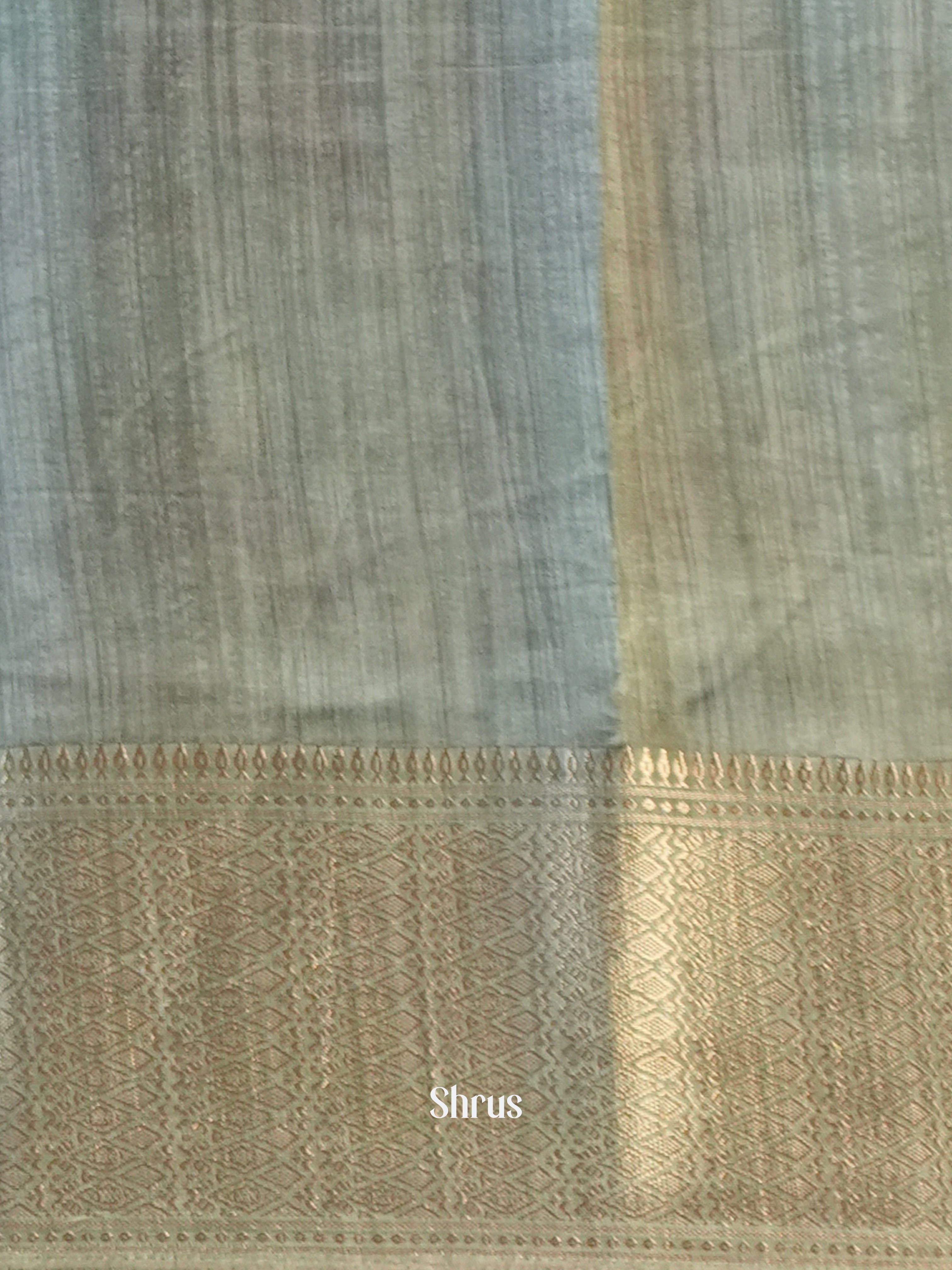 Green & Grey- Semi Crepe Saree - Shop on Shrus.com