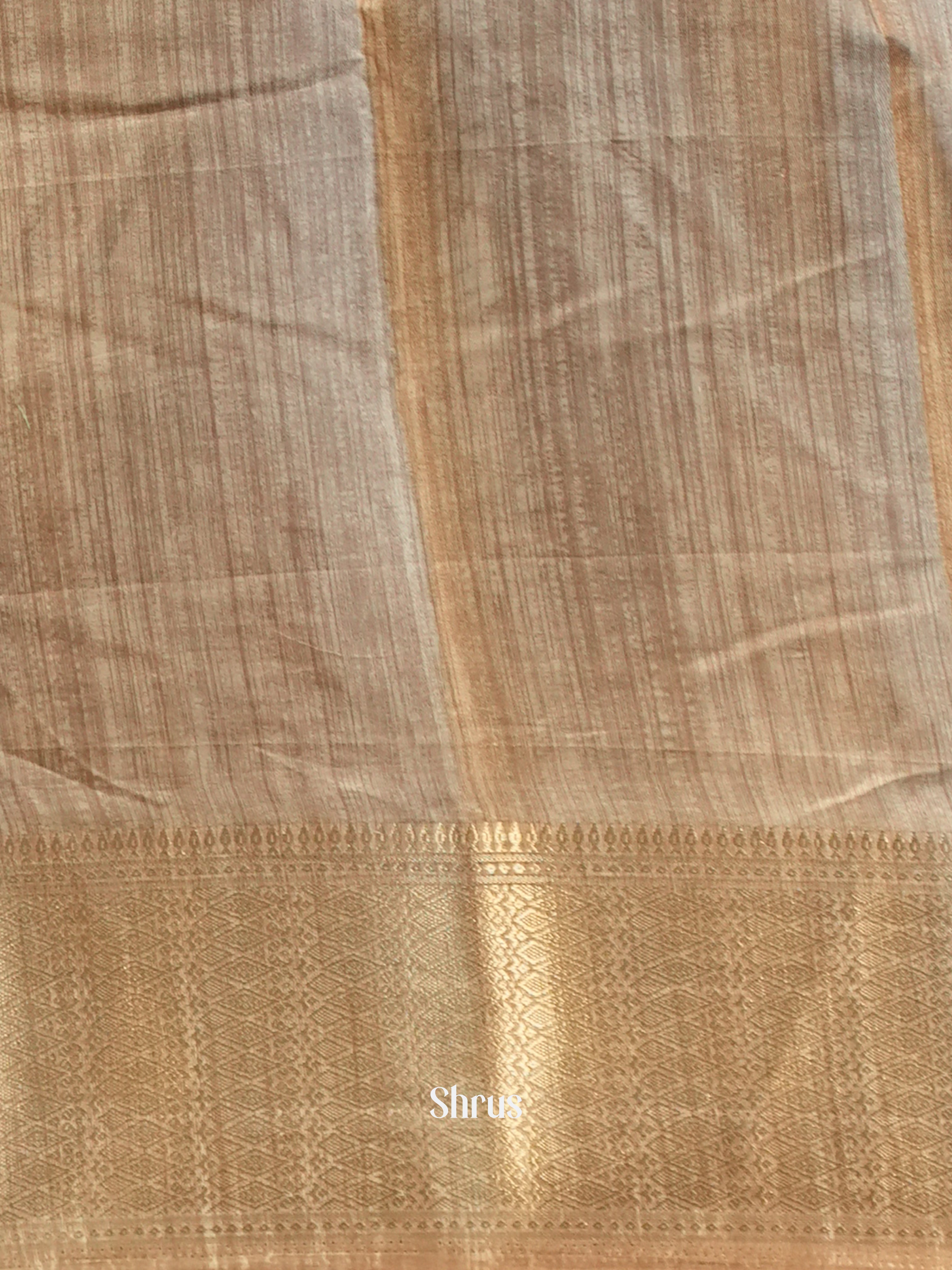 Cream& Brown - Semi Crepe Saree - Shop on Shrus.com