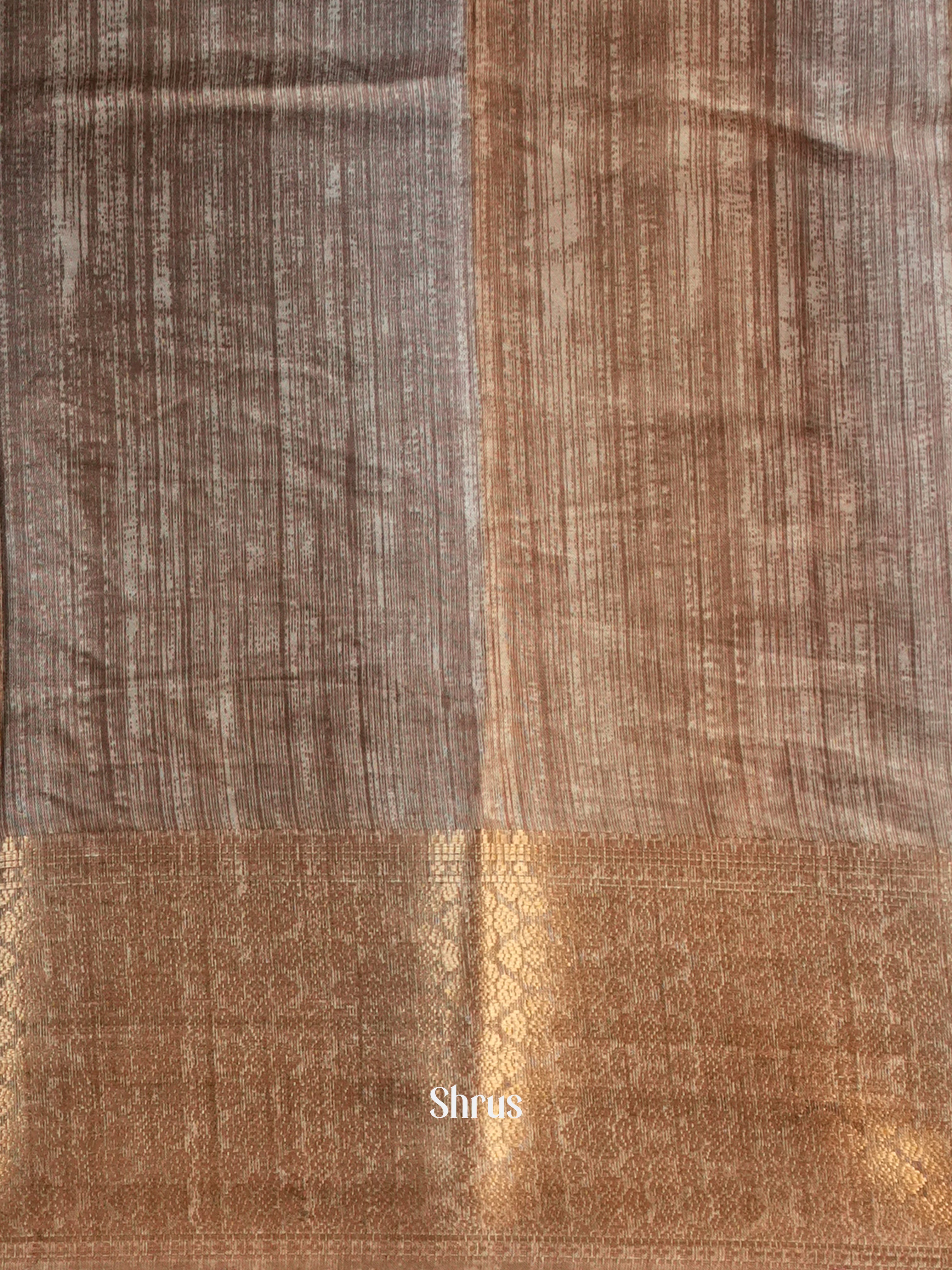 Cream & Green - Semi Crepe Saree - Shop on Shrus.com