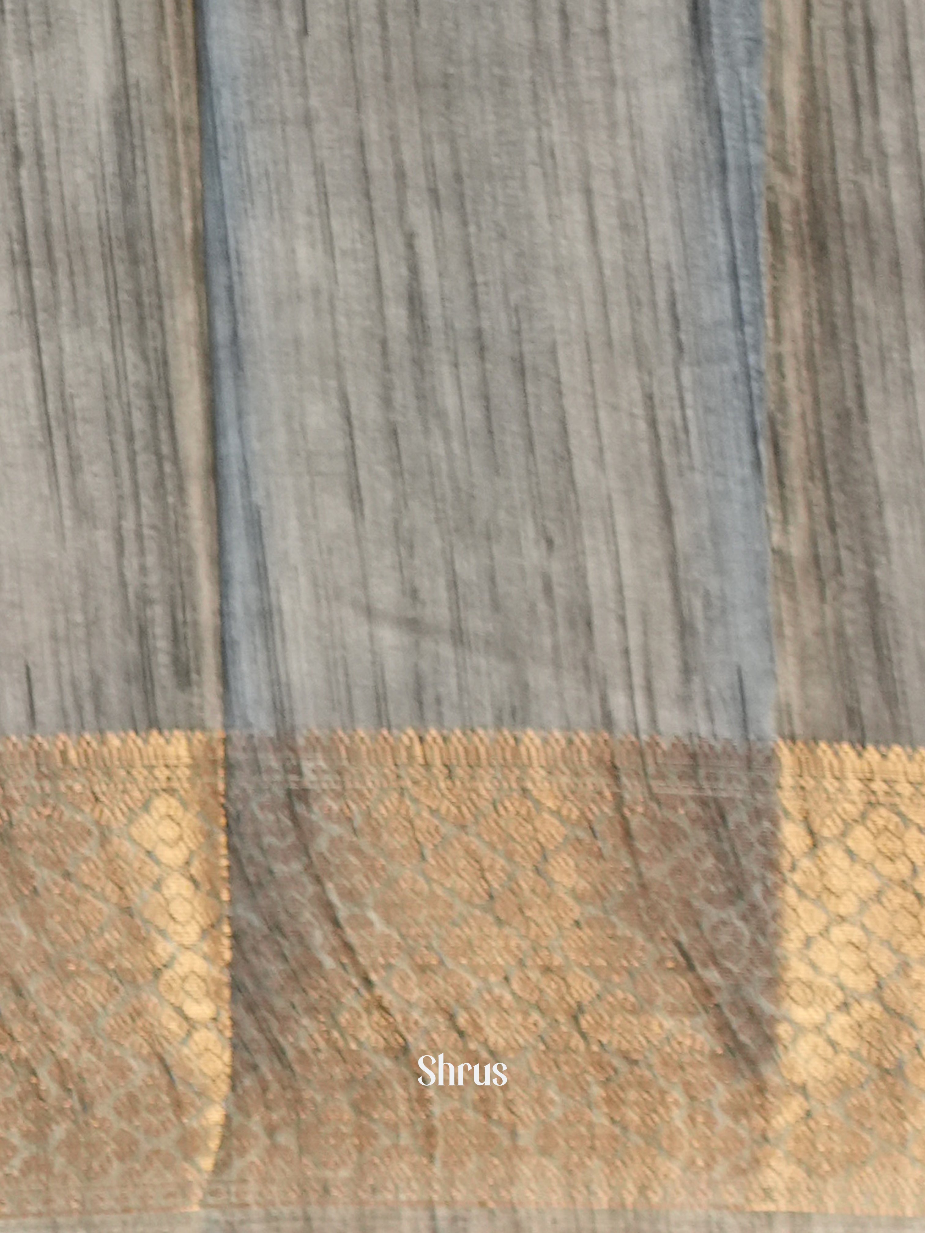 Black & Grey - Semi Crepe Saree - Shop on Shrus.com