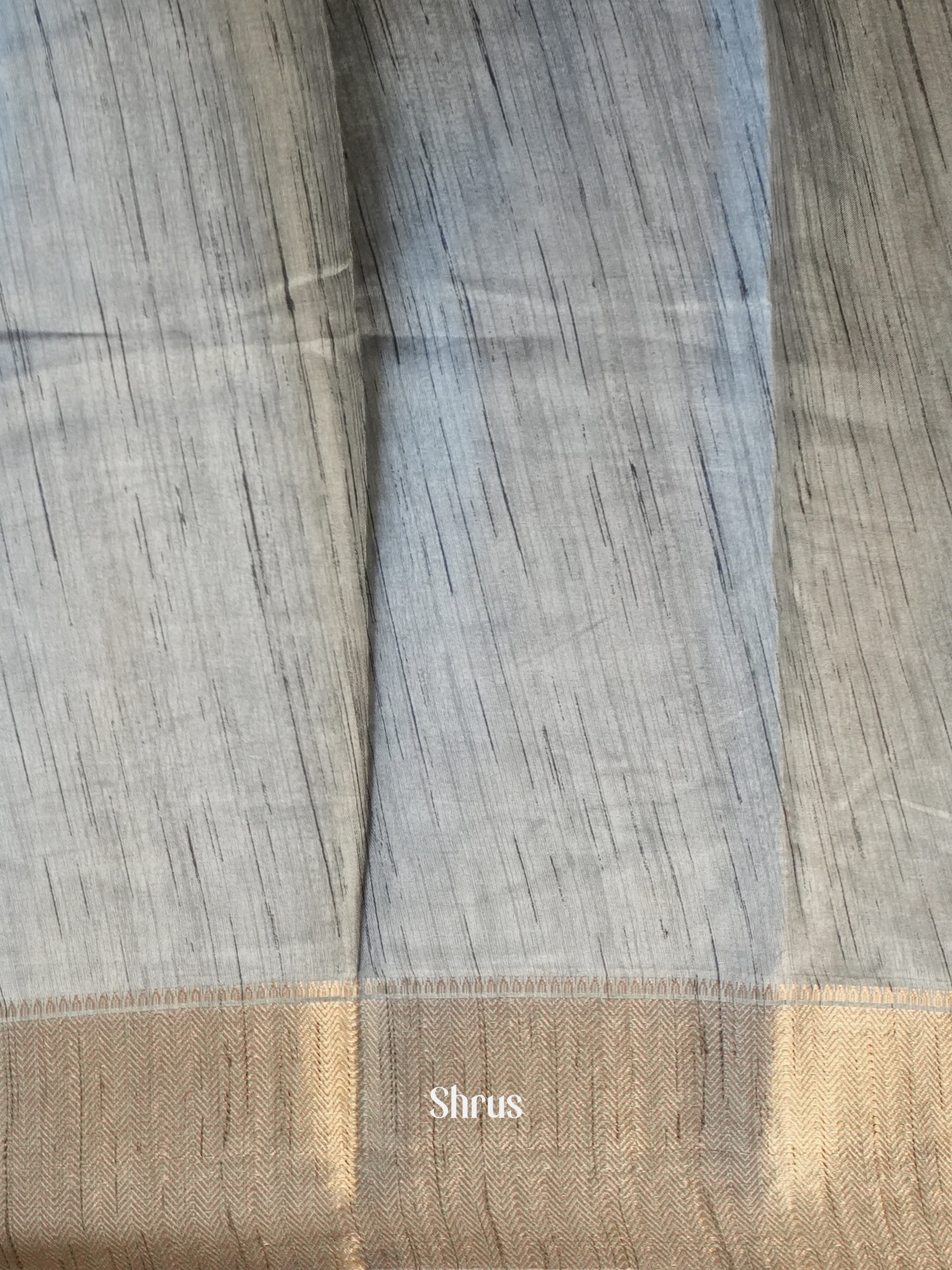 Purple & Grey - Semi Crepe Saree - Shop on Shrus.com