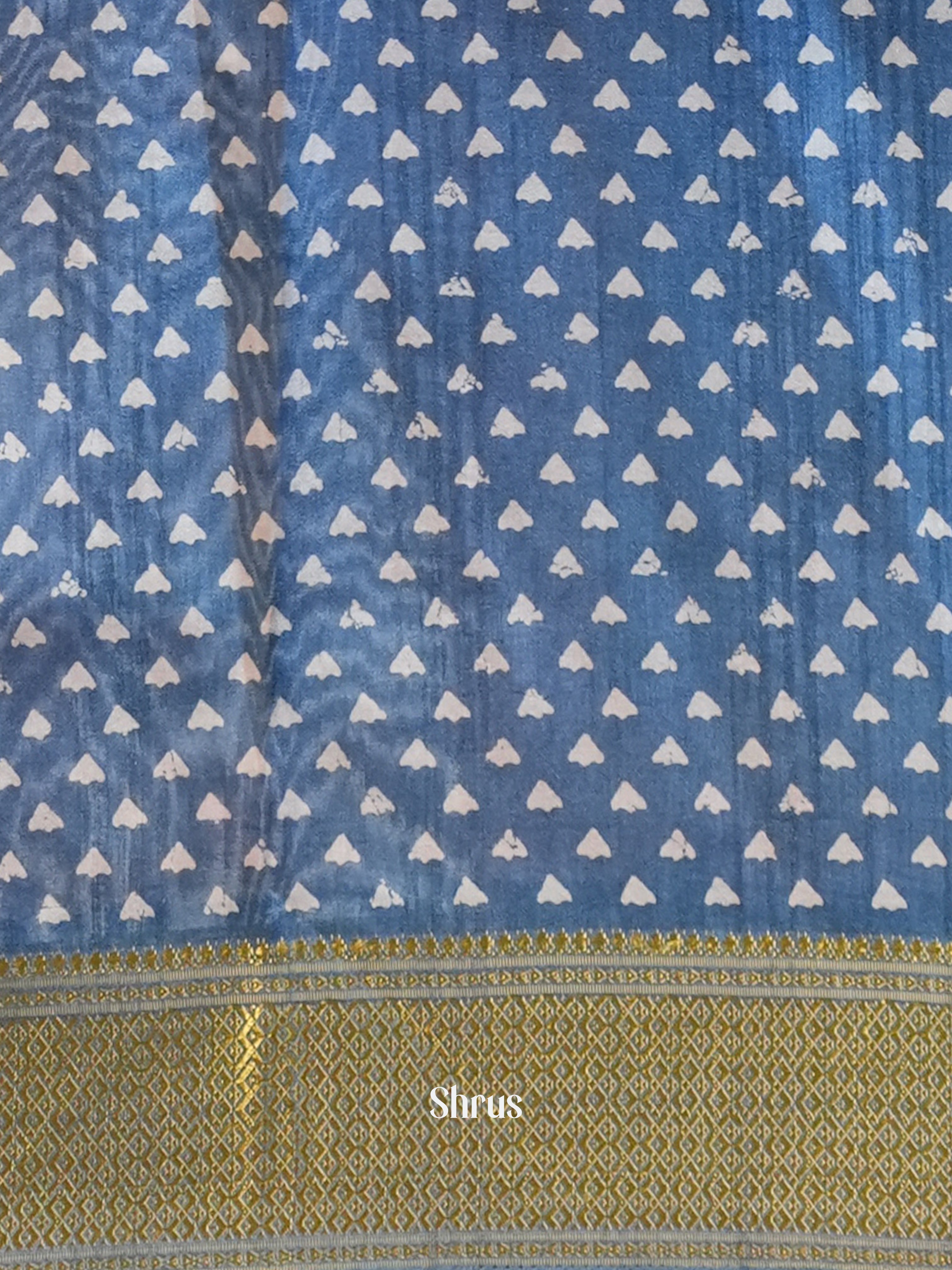 Blue- Semi Crepe Saree - Shop on Shrus.com
