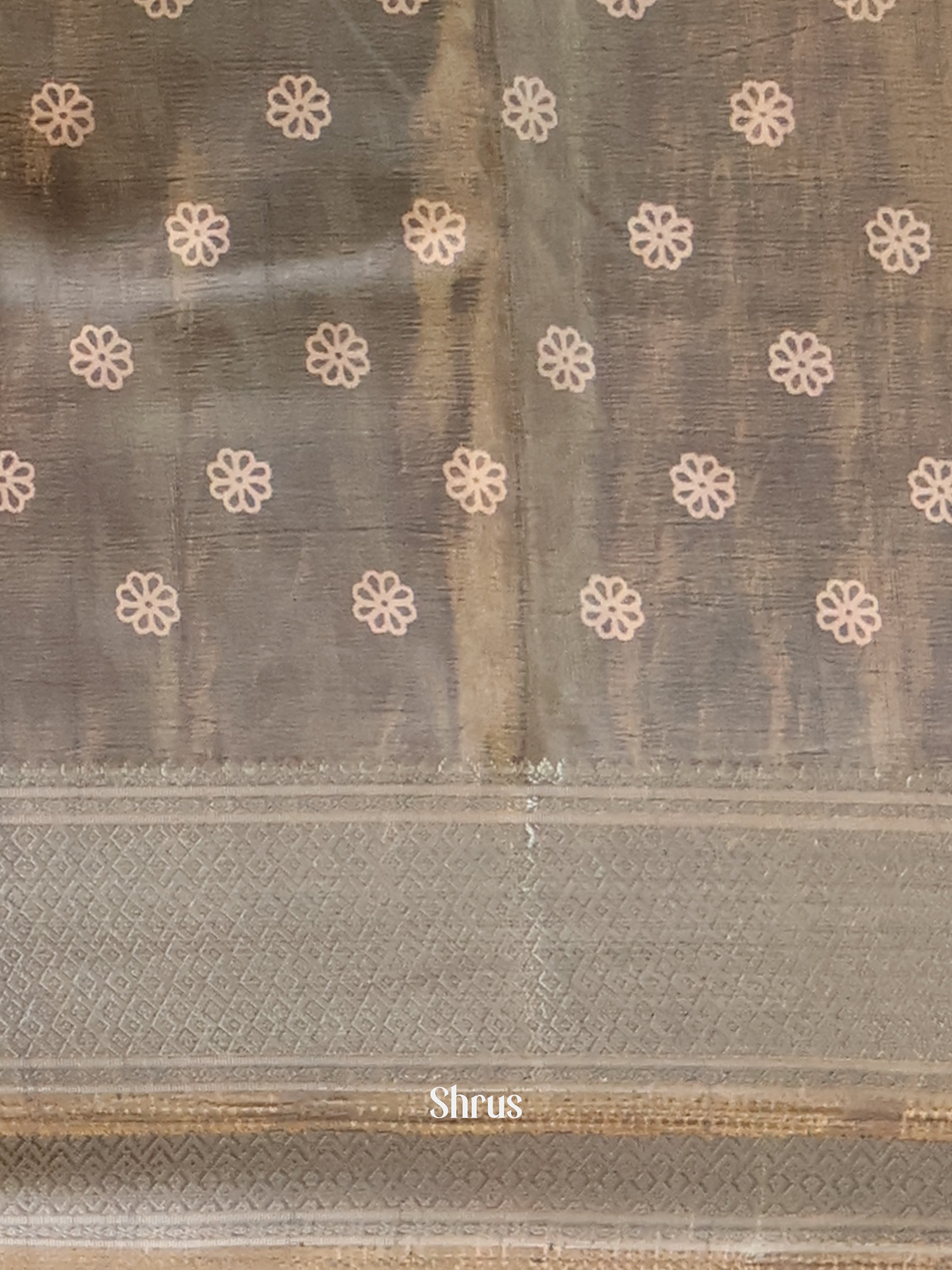 Grey - Semi Crepe Saree - Shop on Shrus.com