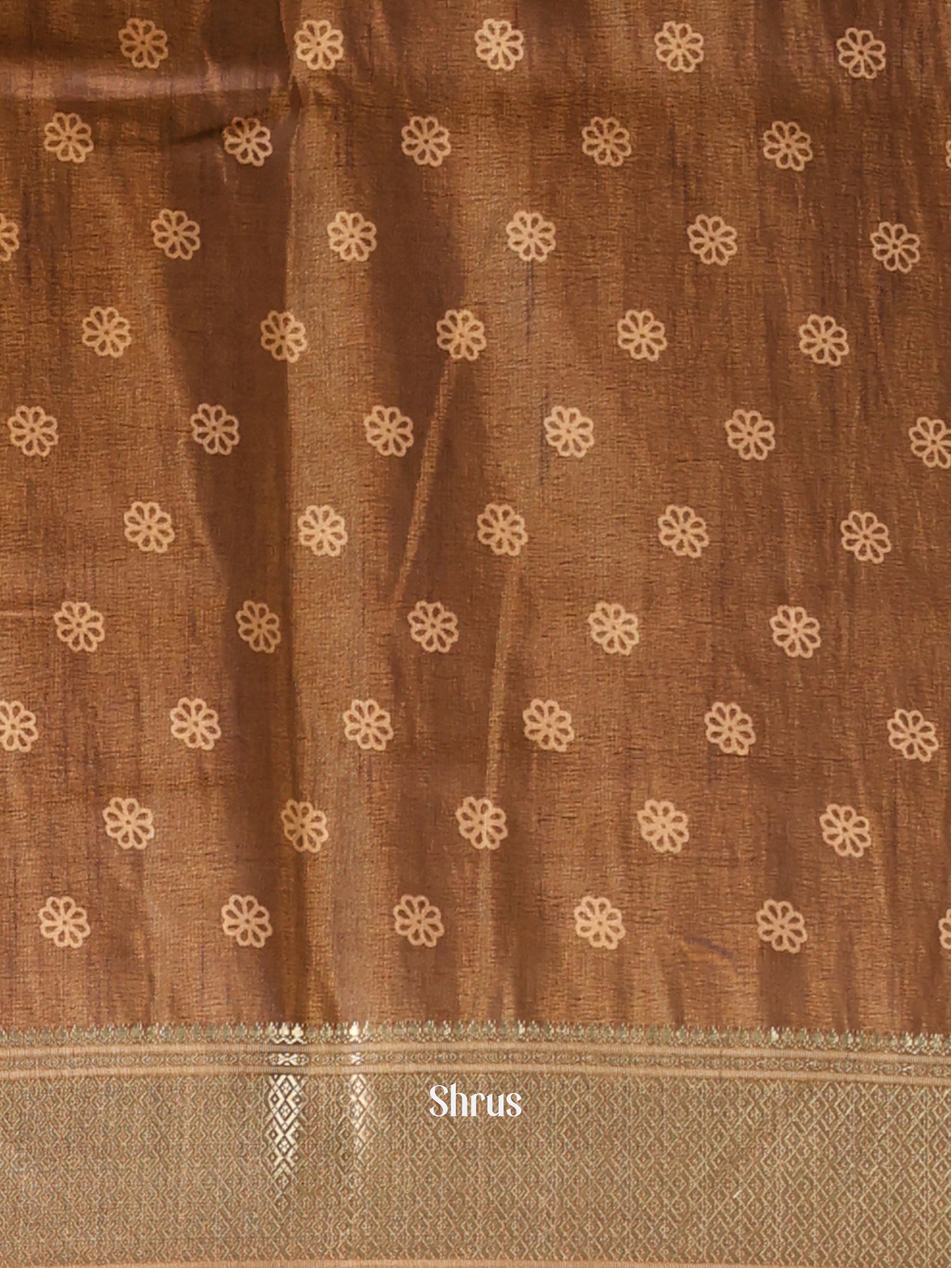 Brown - Semi Crepe Saree - Shop on Shrus.com