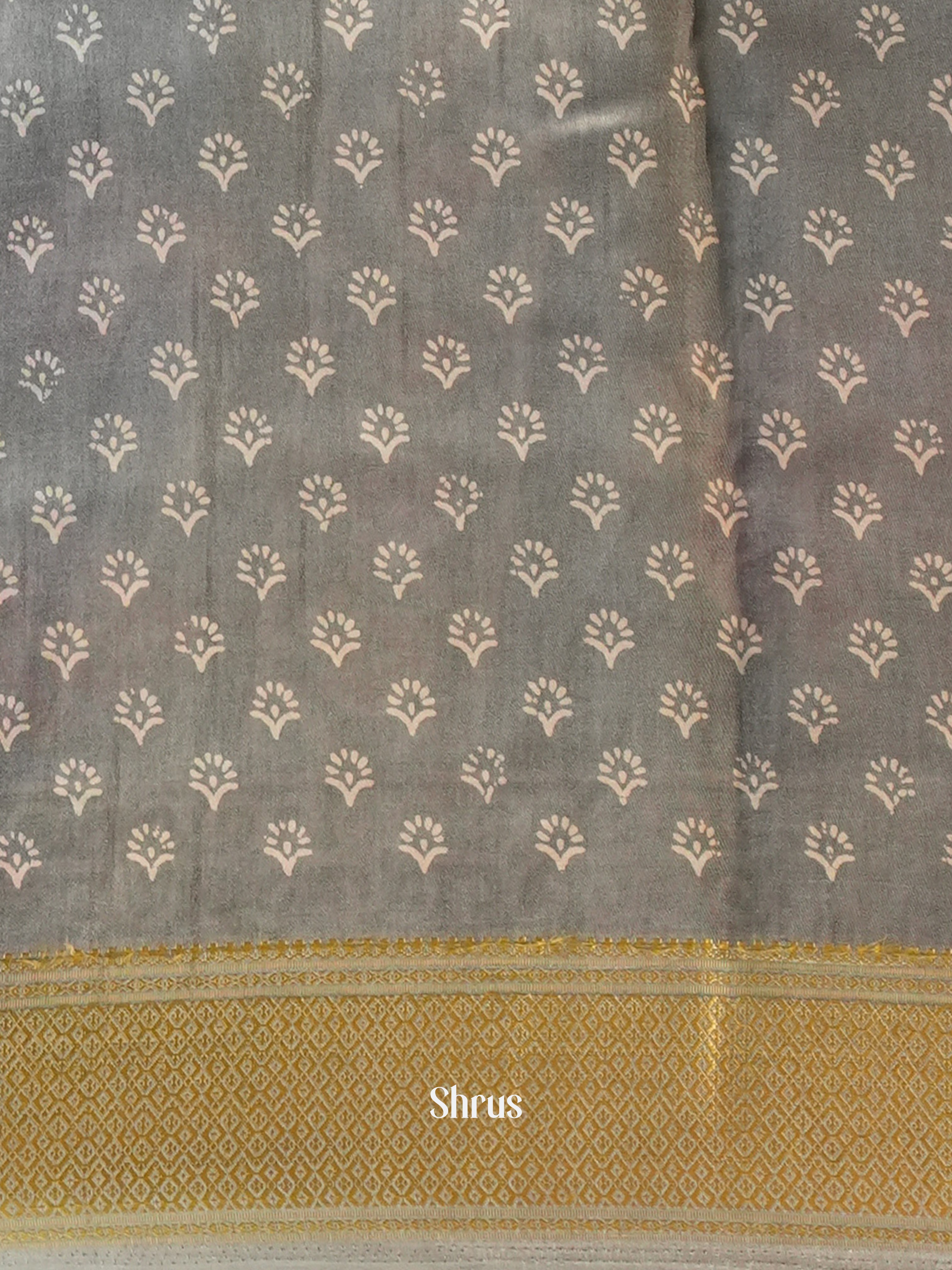 Grey - Semi Crepe Saree - Shop on Shrus.com
