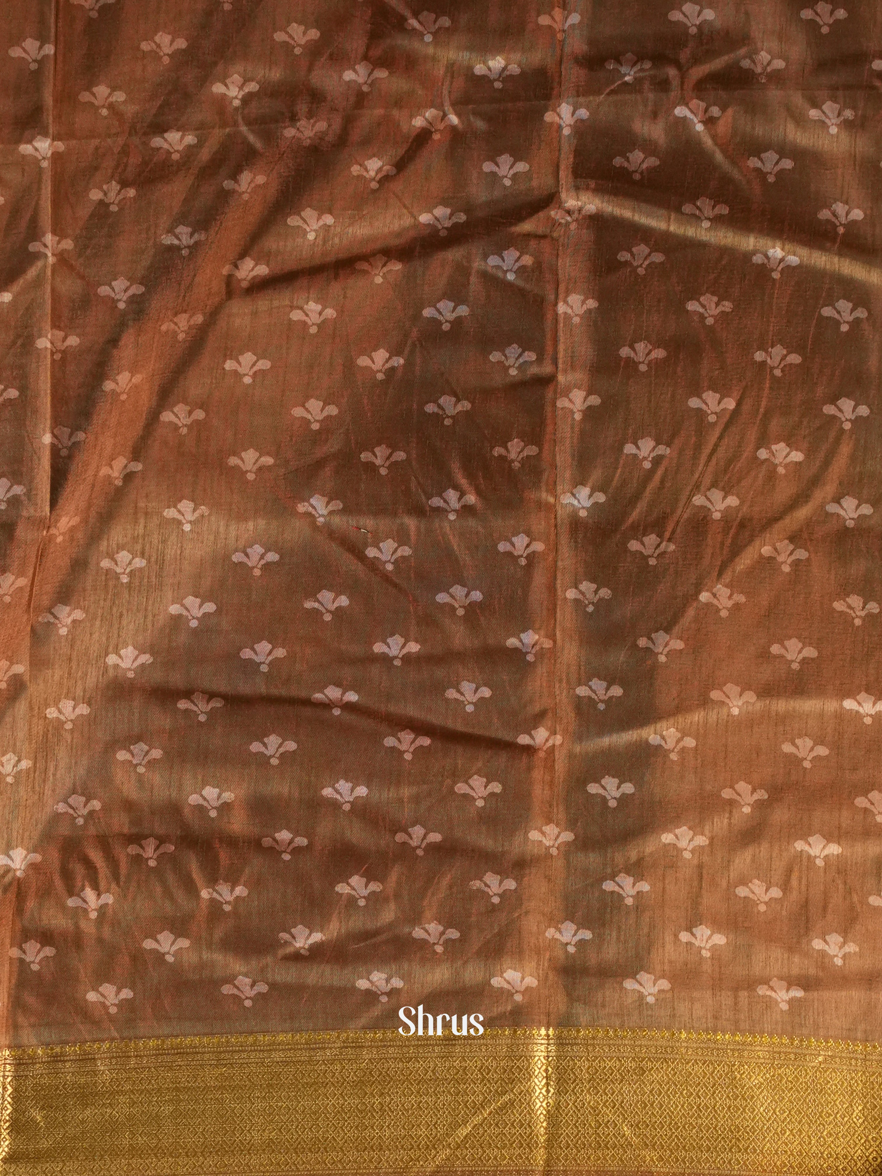 Golden Brown - Semi Crepe Saree - Shop on Shrus.com