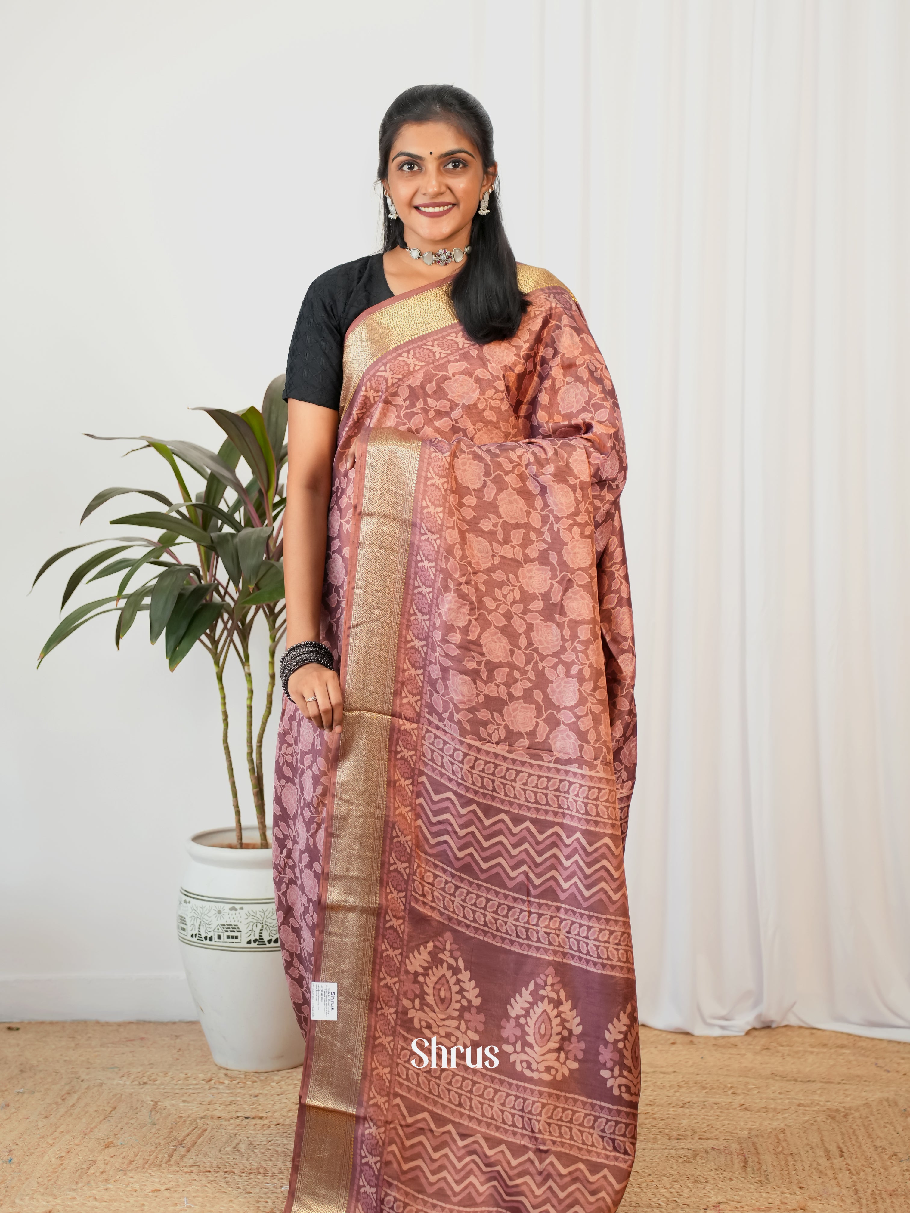 Purple - Semi Crepe Saree - Shop on Shrus.com