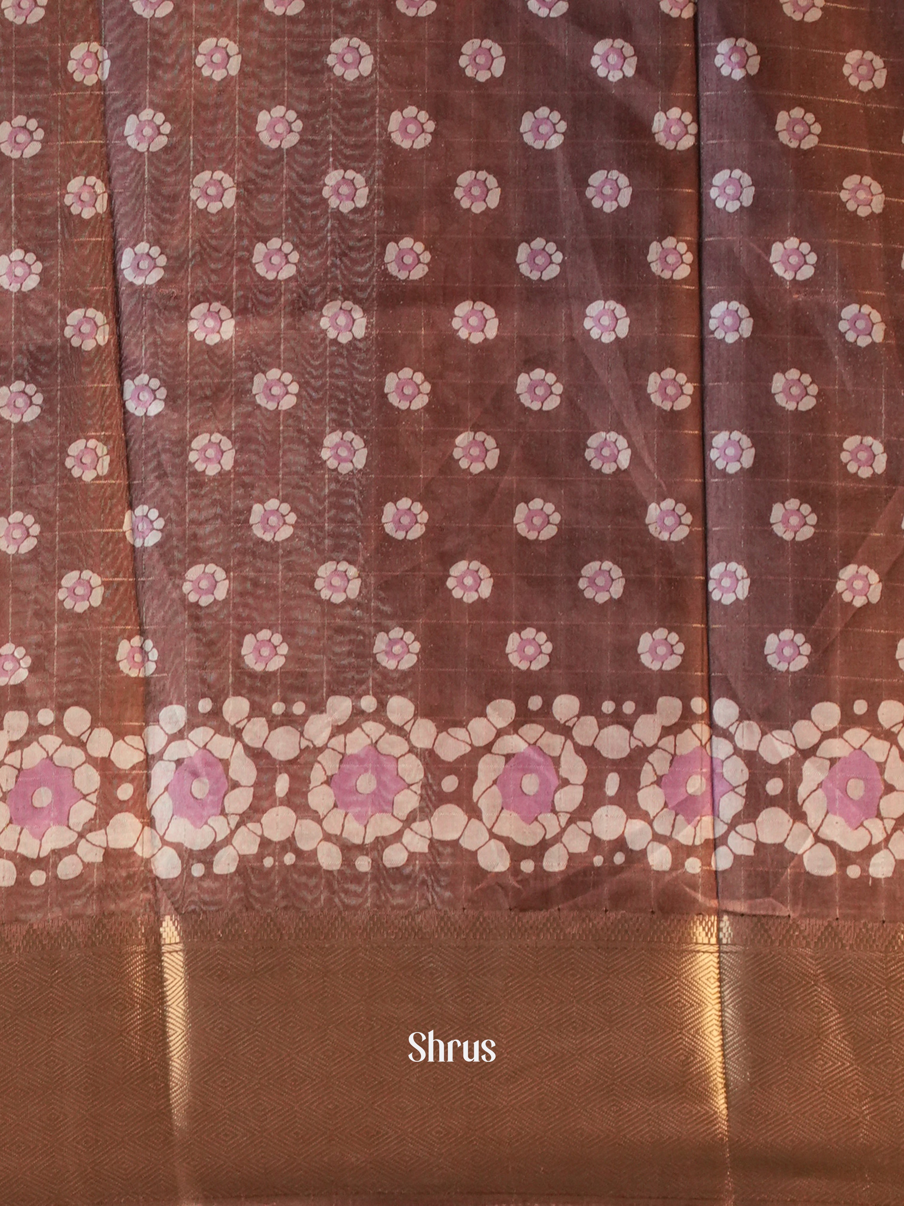 Brown - Semi Crepe Saree - Shop on Shrus.com