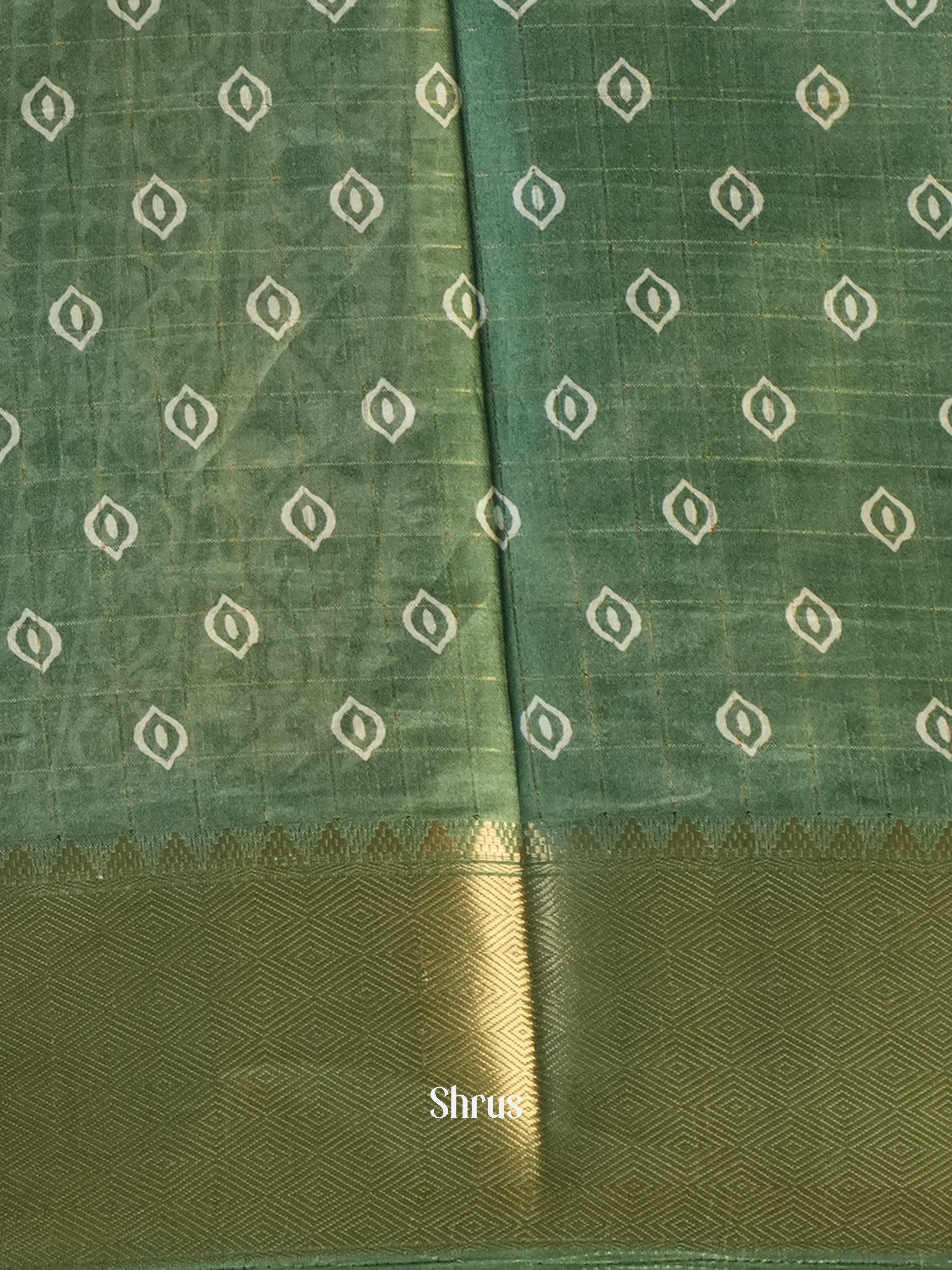 Green - Semi Crepe Saree - Shop on Shrus.com