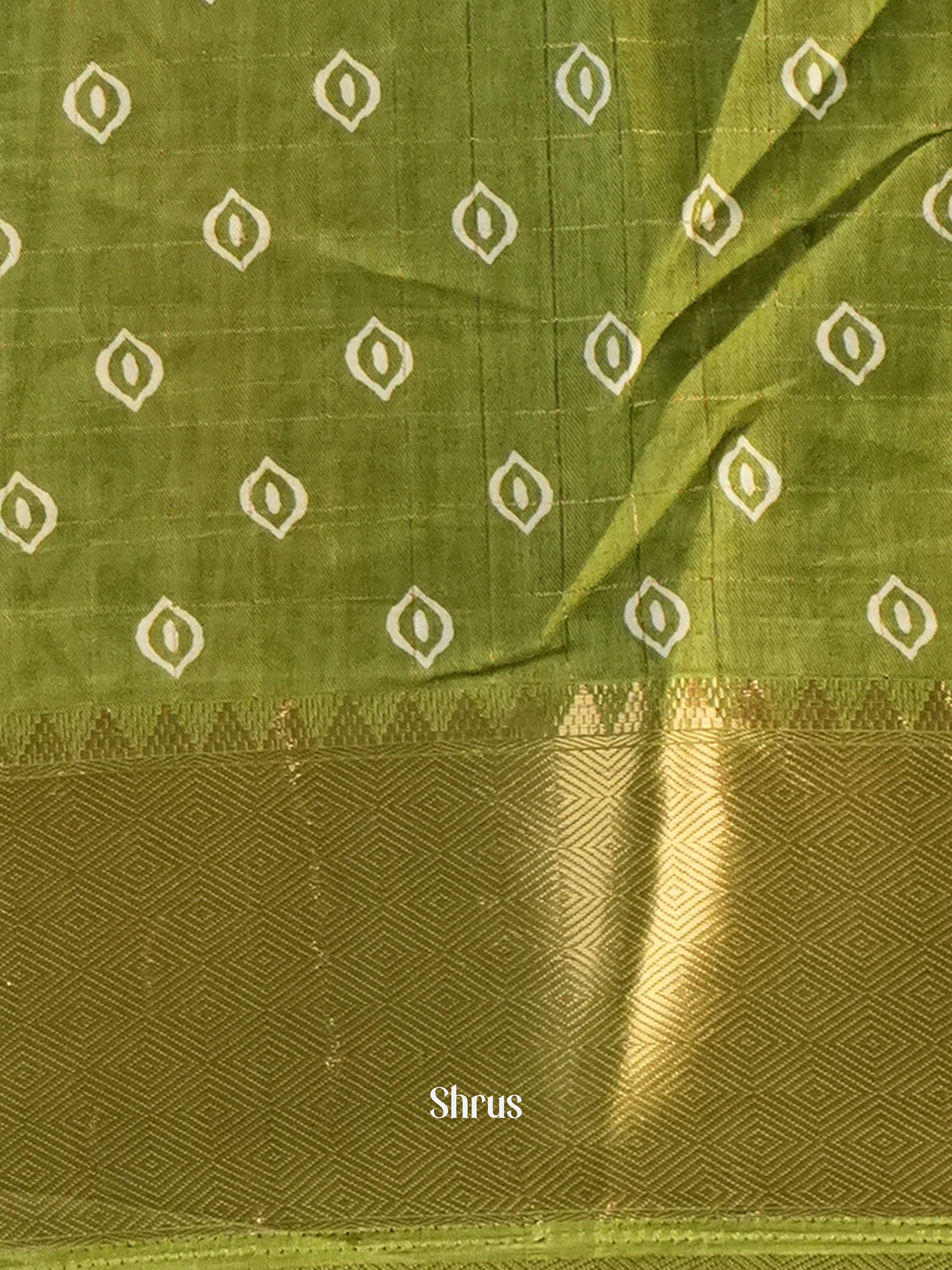 Green - Semi Crepe Saree - Shop on Shrus.com