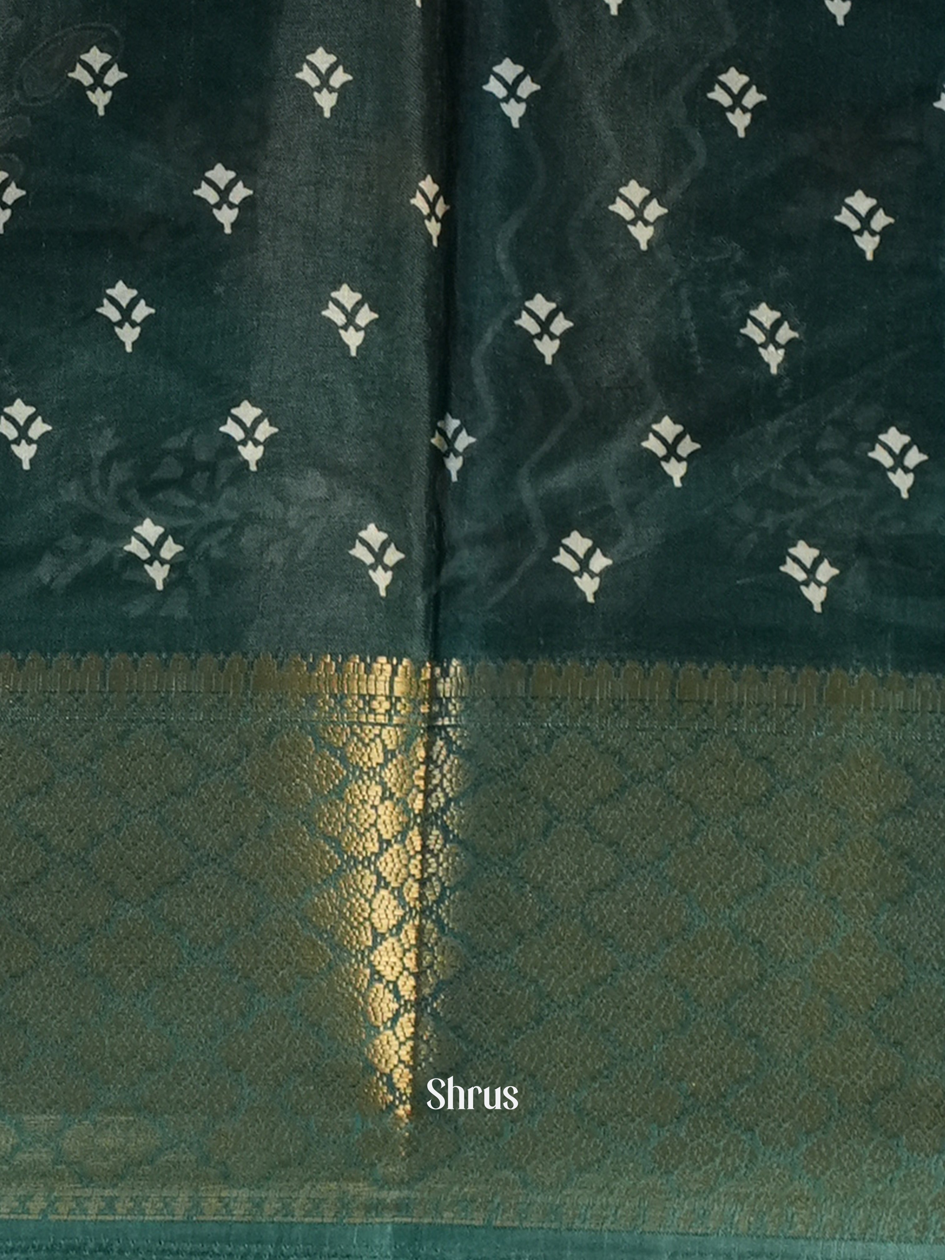 Green - Semi Crepe Saree - Shop on Shrus.com