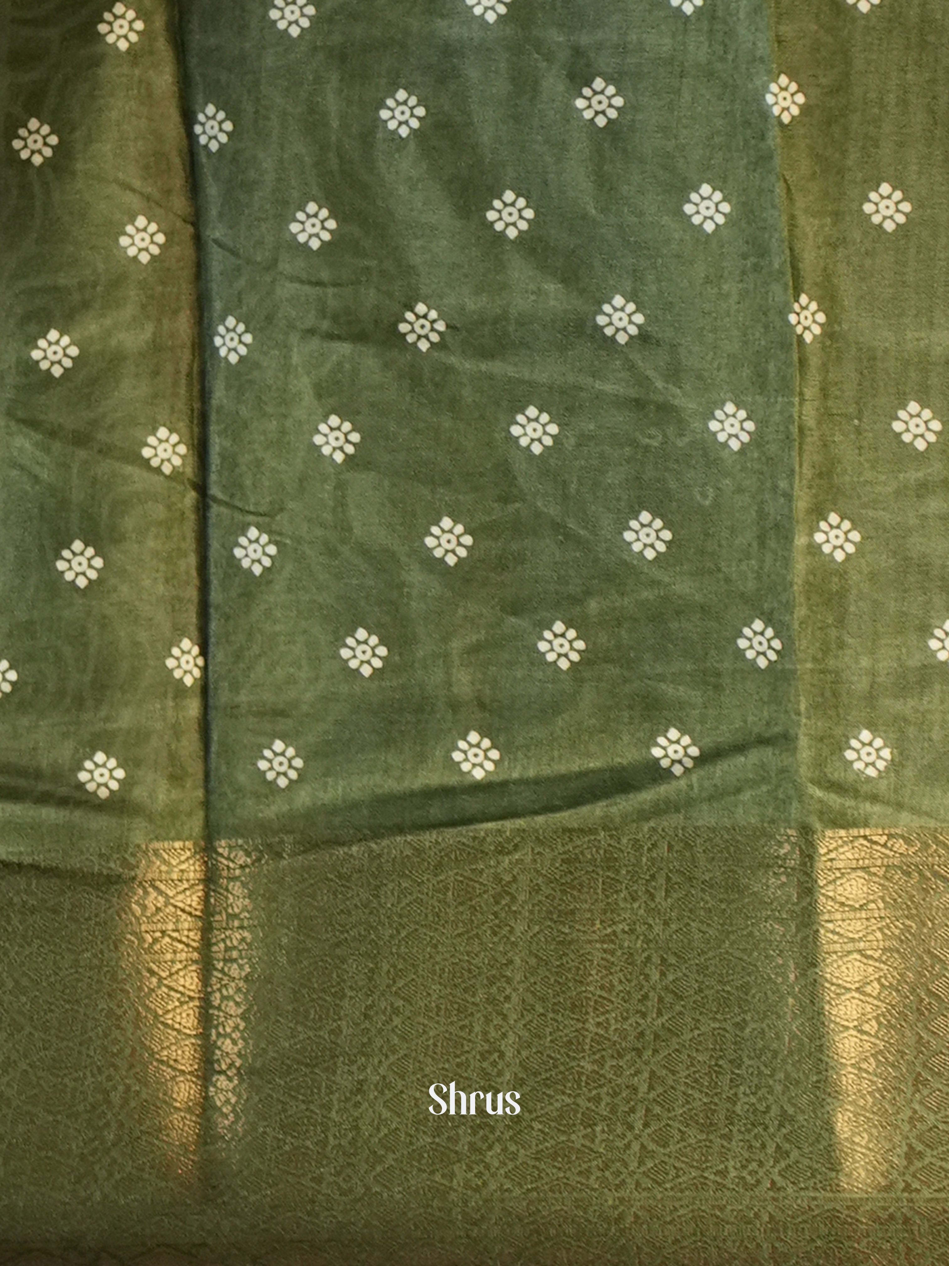 green - Semi Crepe Saree - Shop on Shrus.com