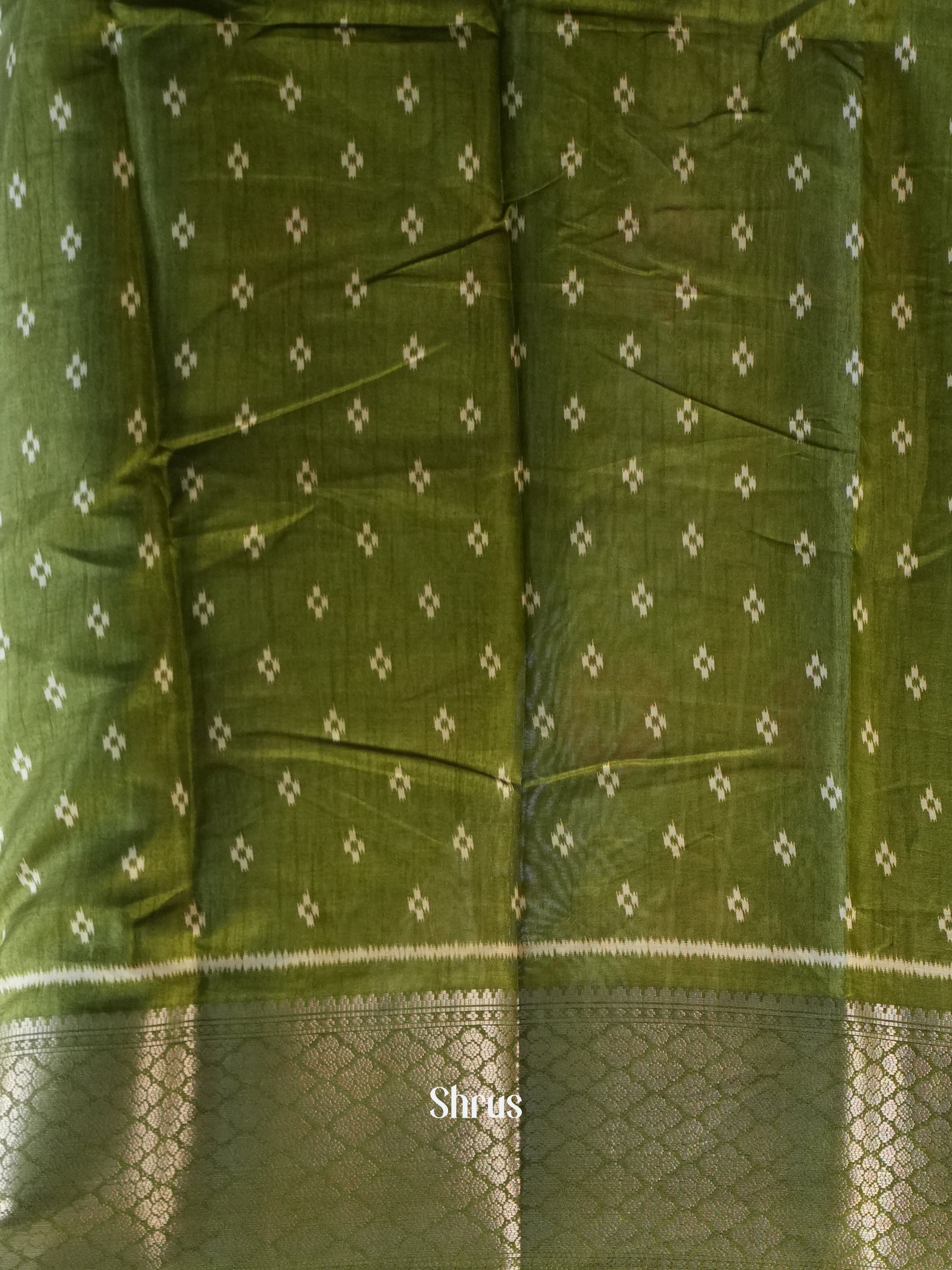Green - Semi Crepe Saree - Shop on Shrus.com