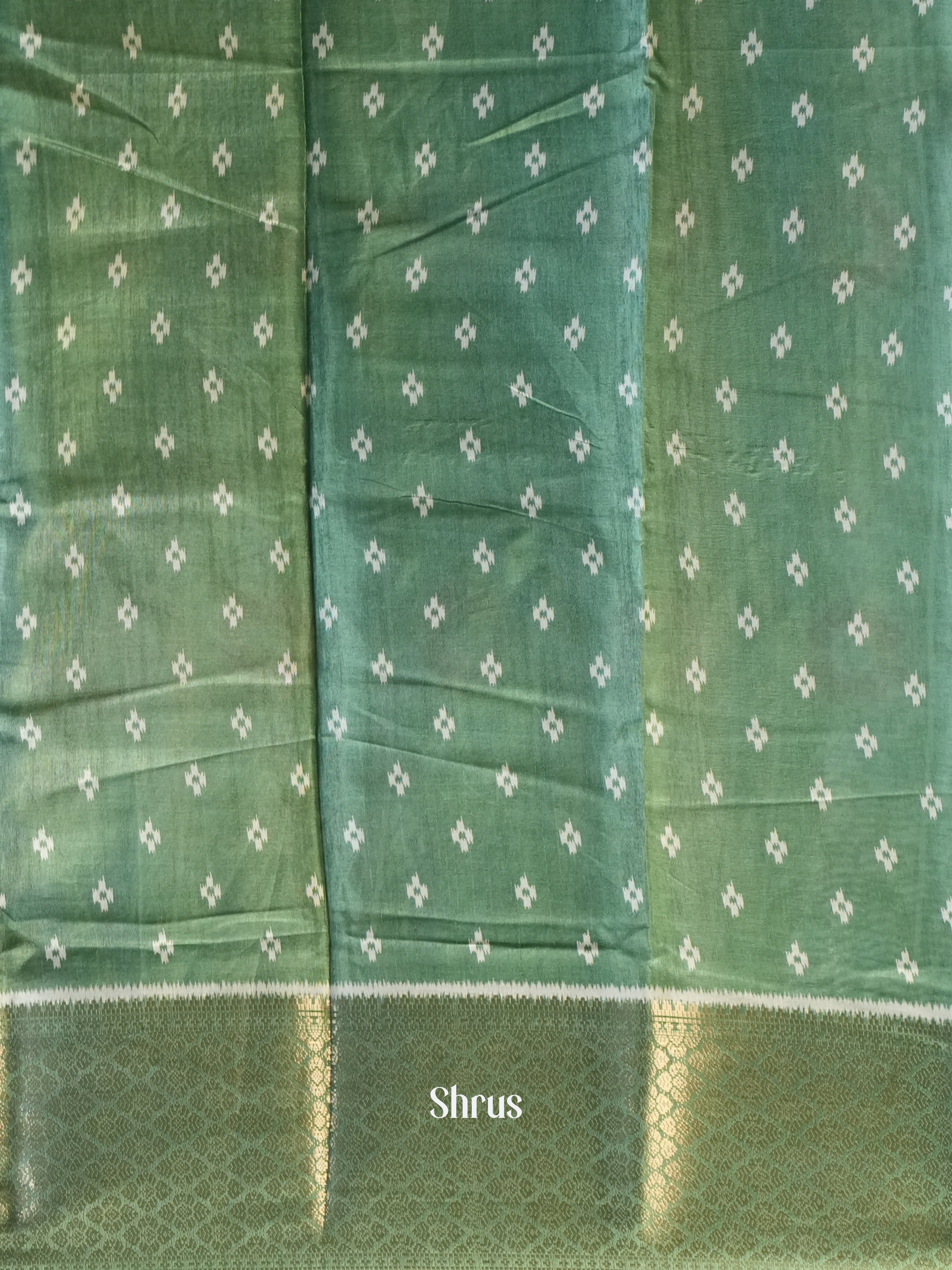 pastel green - Semi Crepe Saree - Shop on Shrus.com