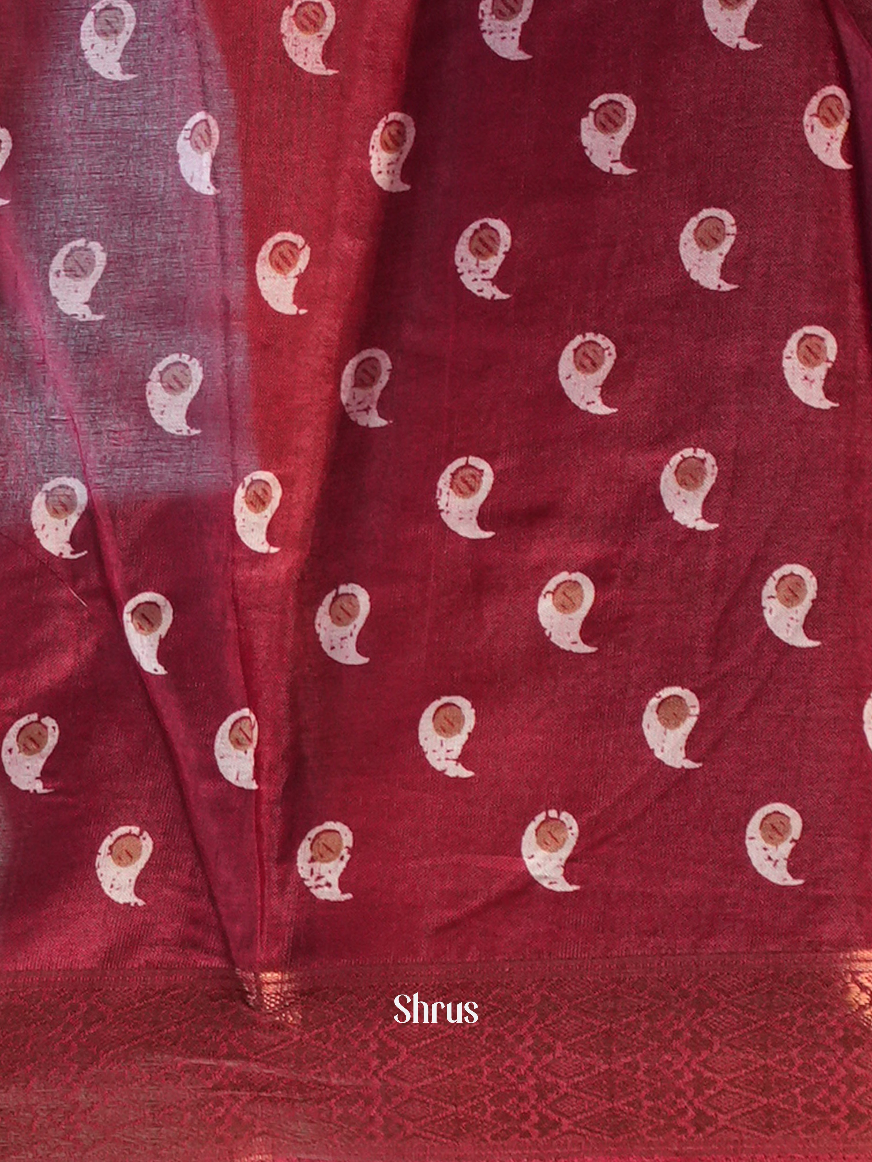 Maroon- Semi Crepe Saree - Shop on Shrus.com