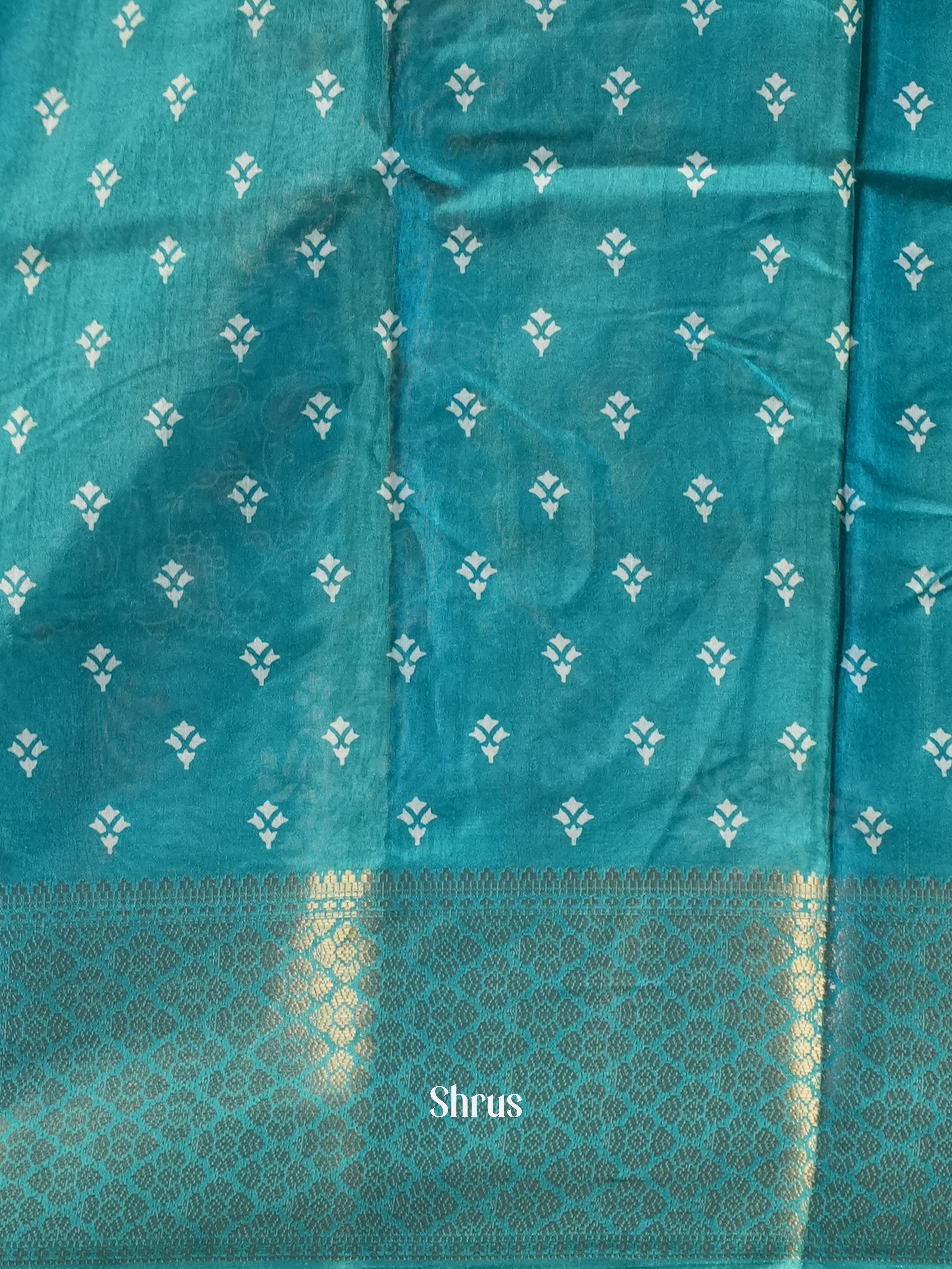 Green - Semi Crepe Saree - Shop on Shrus.com