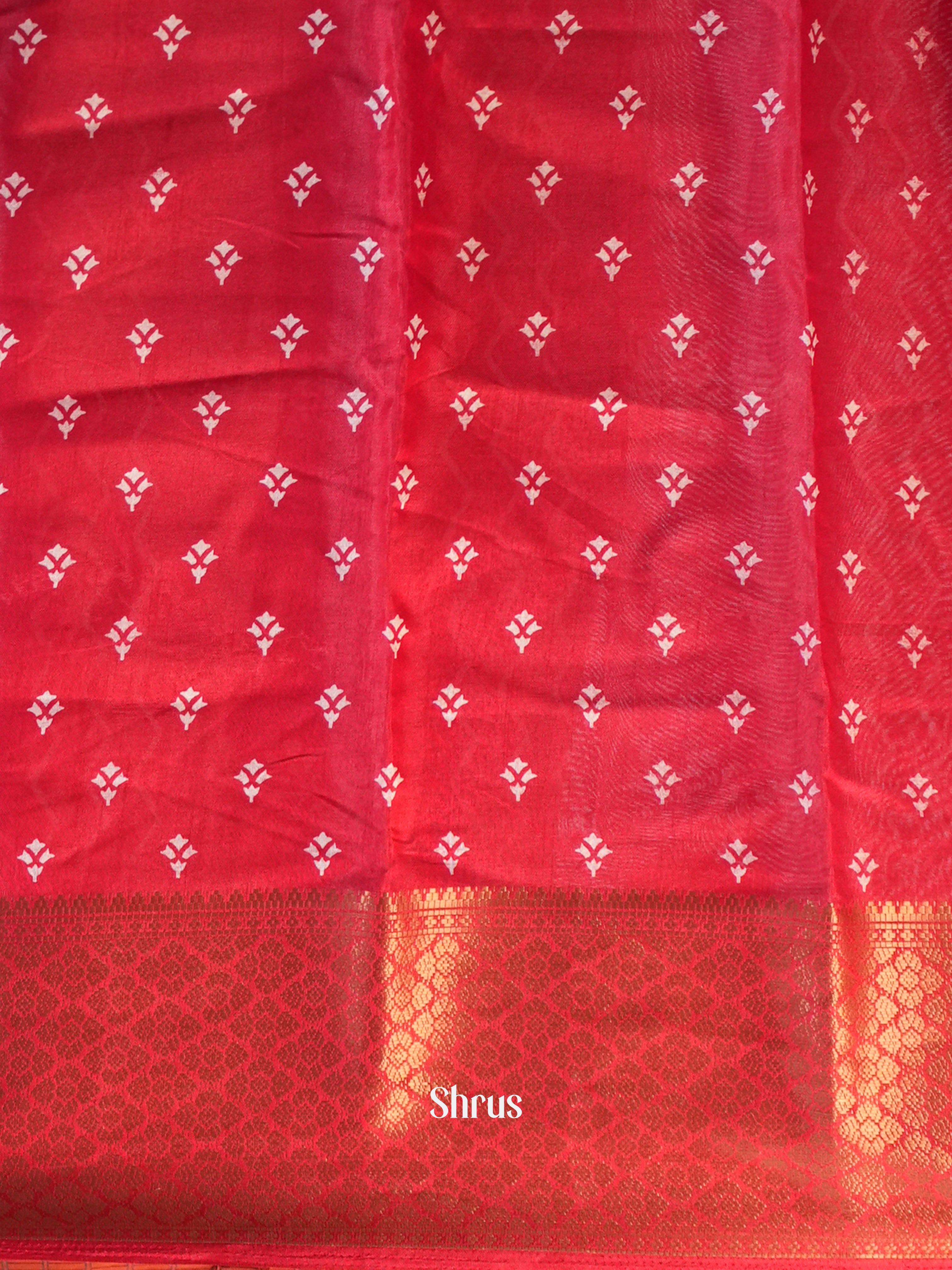 Red - Semi Crepe Saree - Shop on Shrus.com