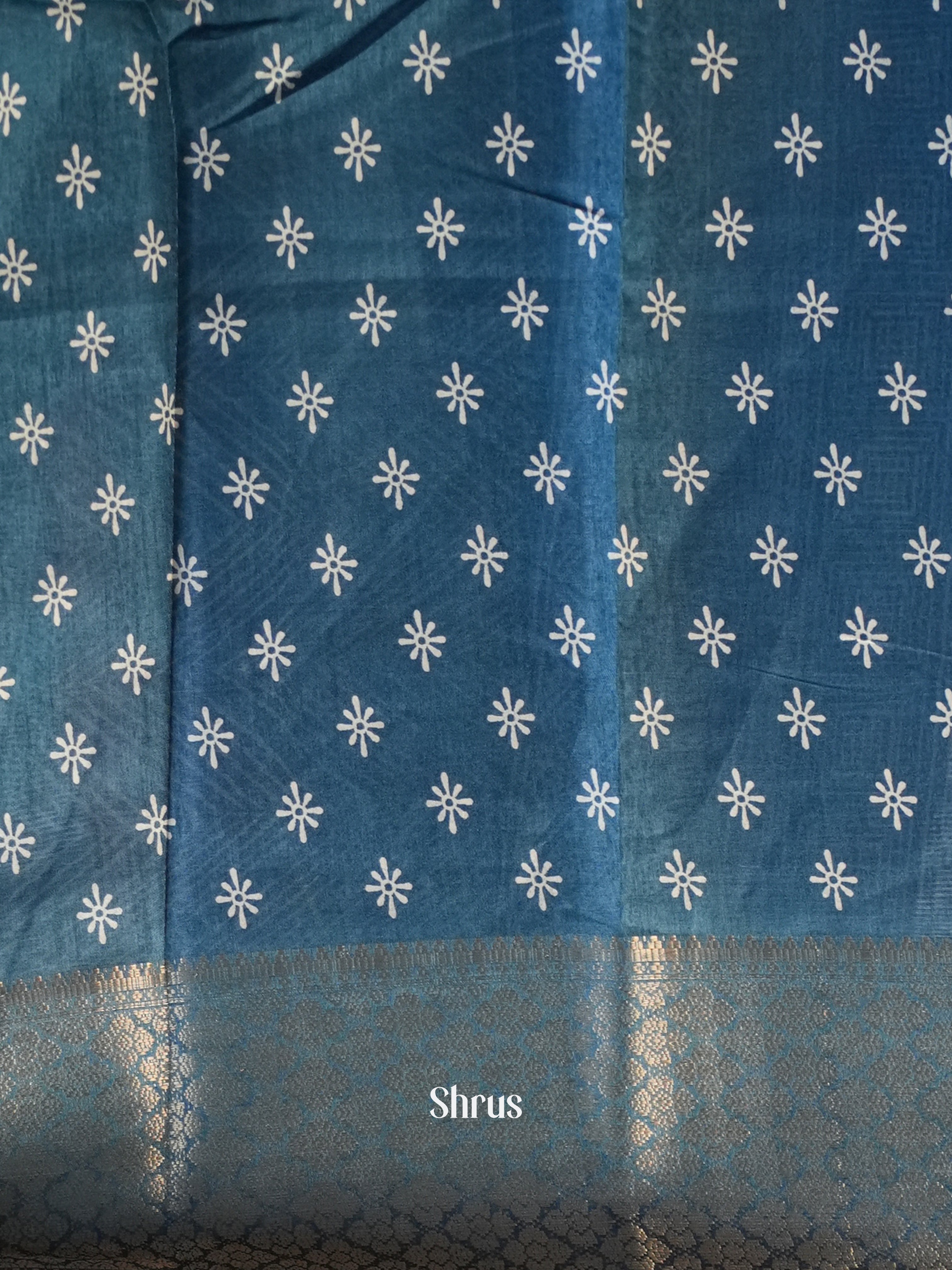 Blue - Semi Crepe Saree - Shop on Shrus.com