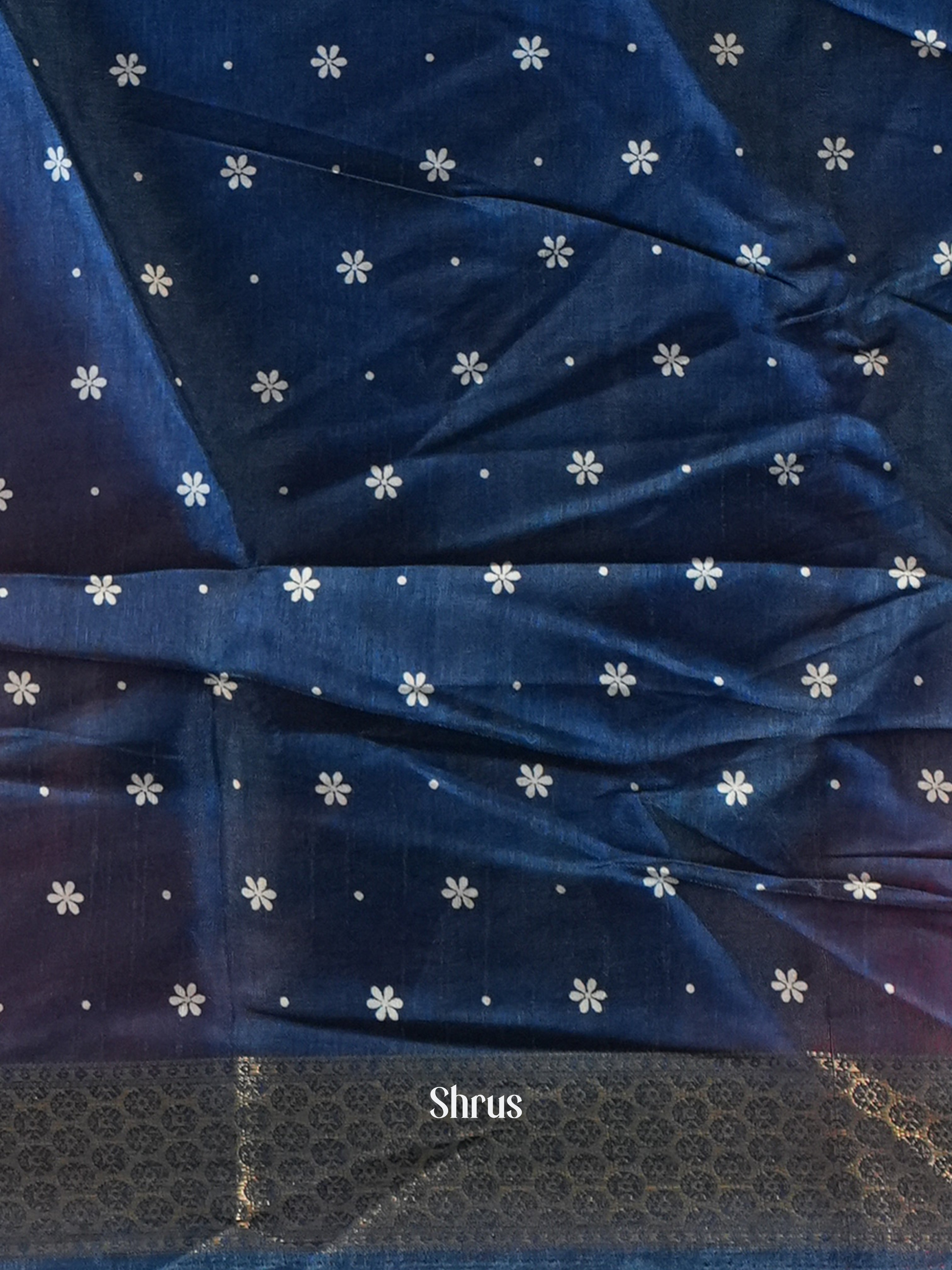 Blue - Semi Crepe Saree - Shop on Shrus.com