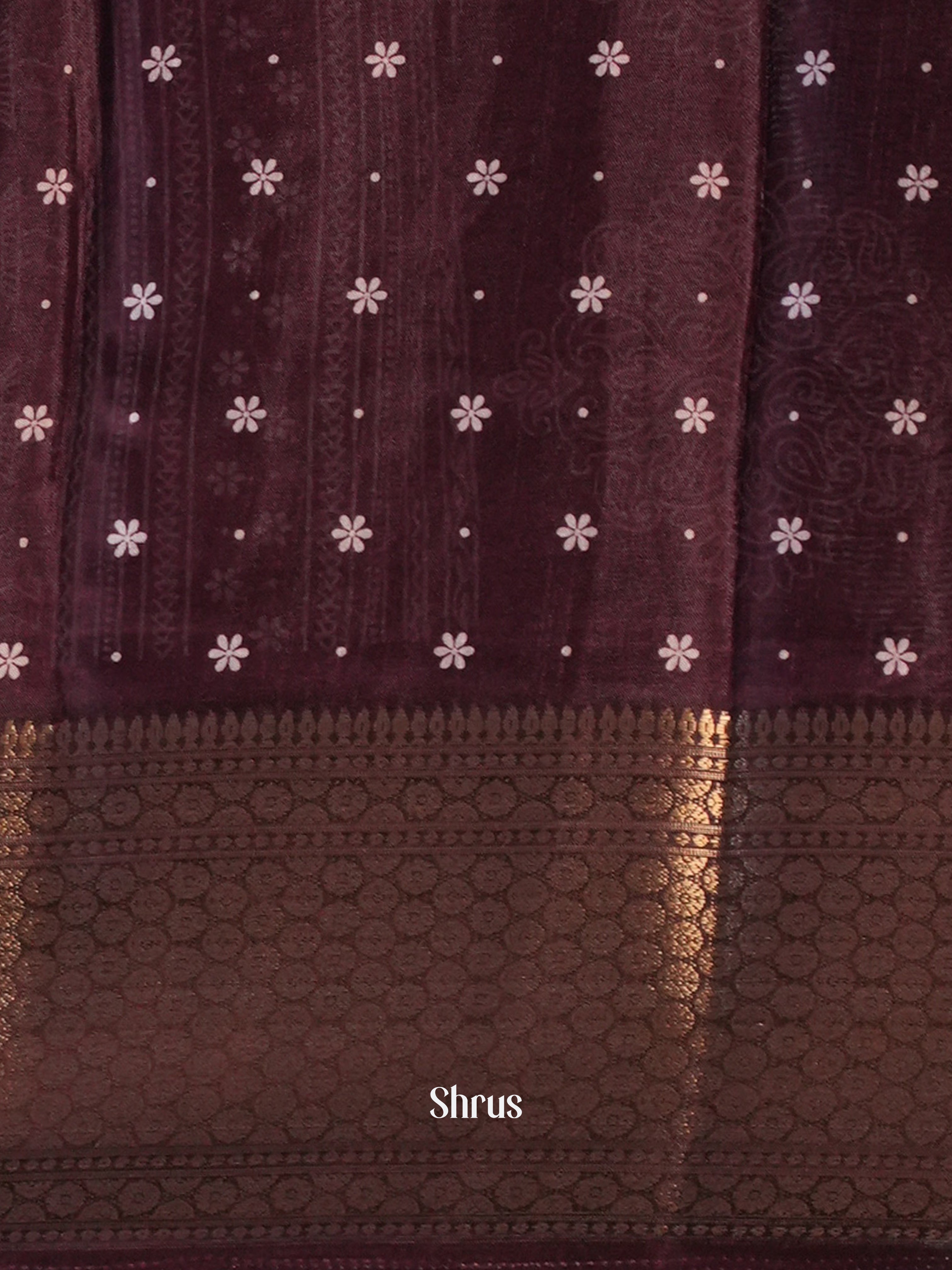 Brown - Semi Crepe Saree - Shop on Shrus.com