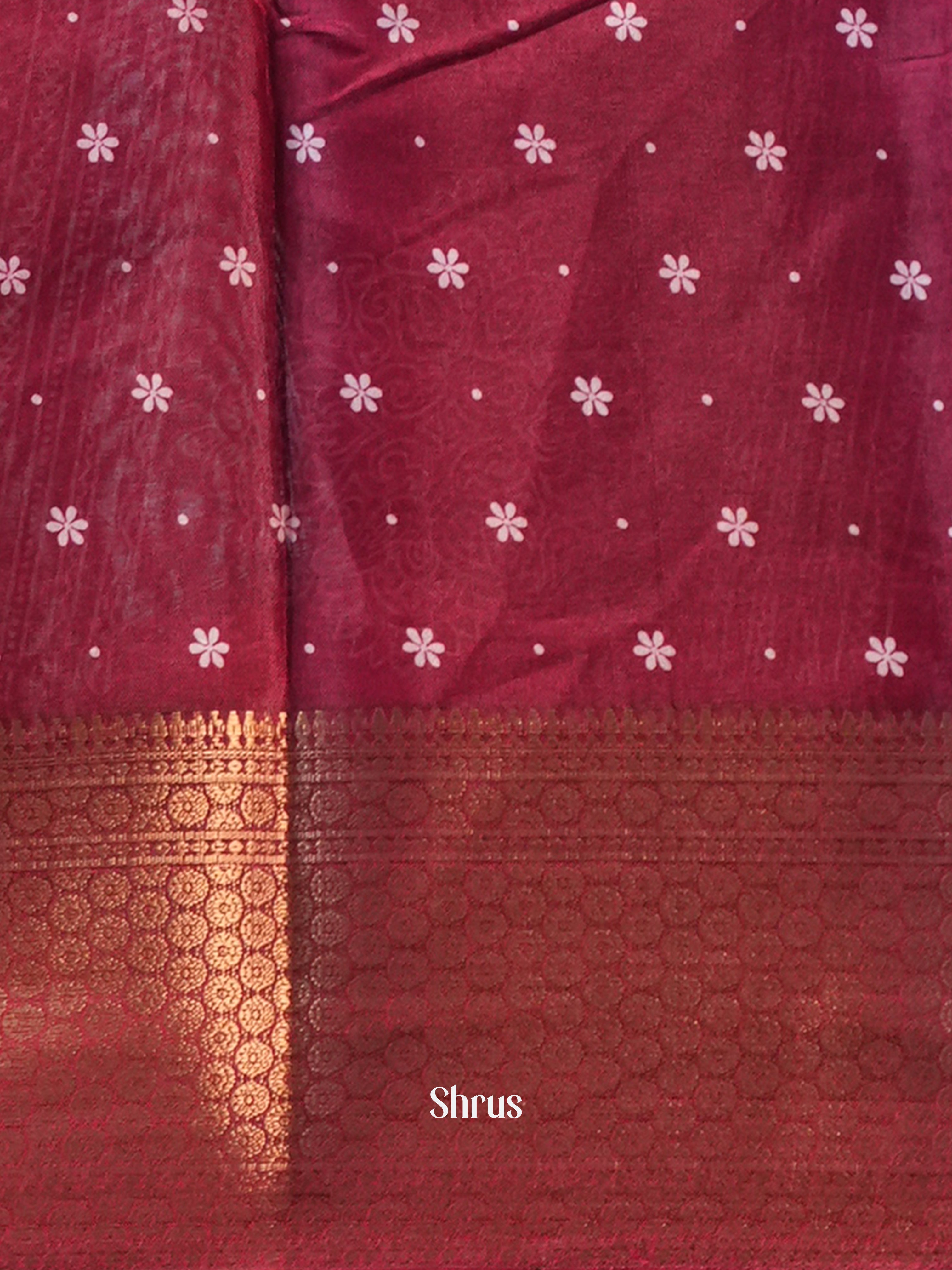 maroon - Semi Crepe Saree - Shop on Shrus.com
