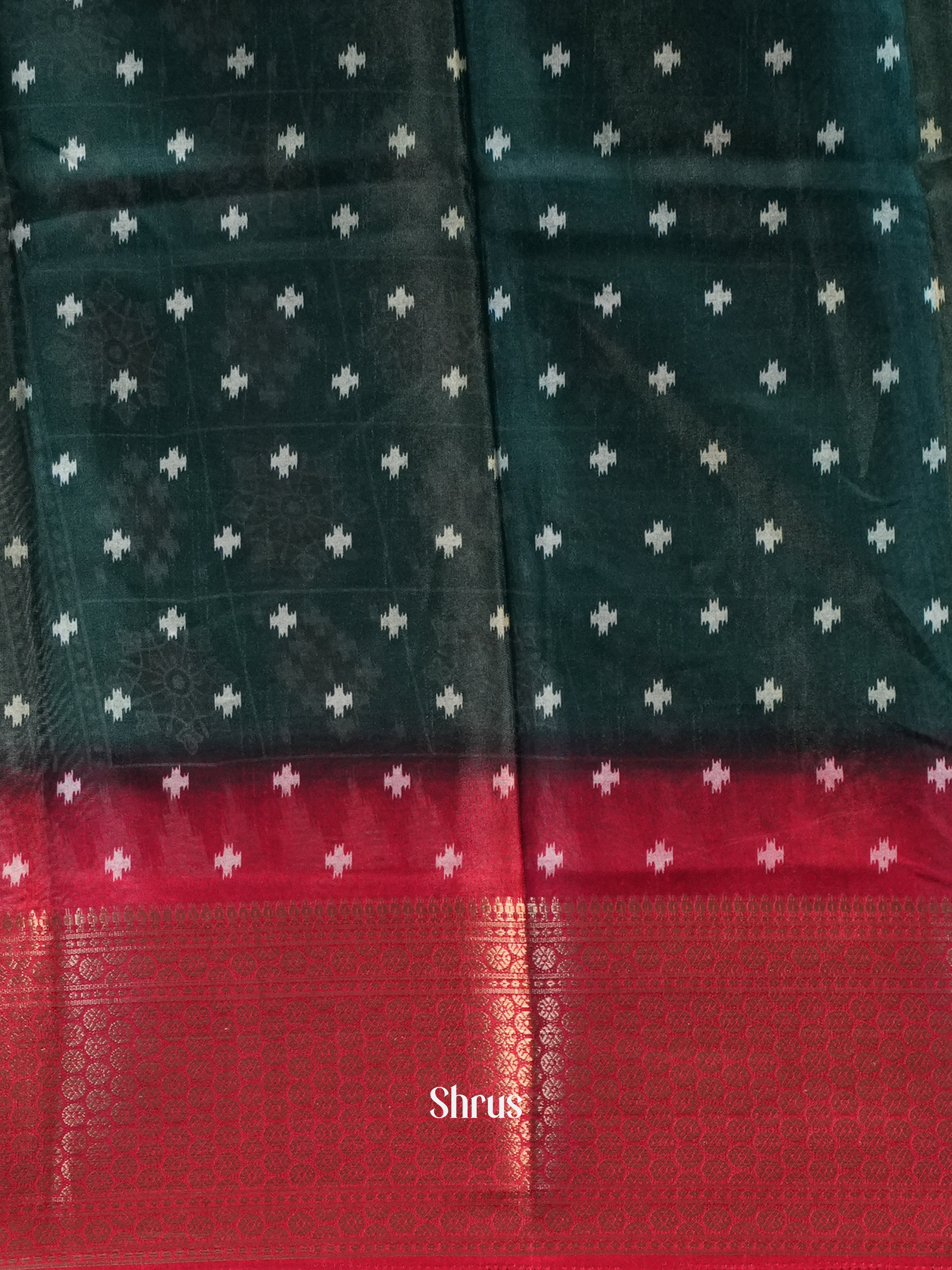 Green & Red - Semi Crepe Saree - Shop on Shrus.com