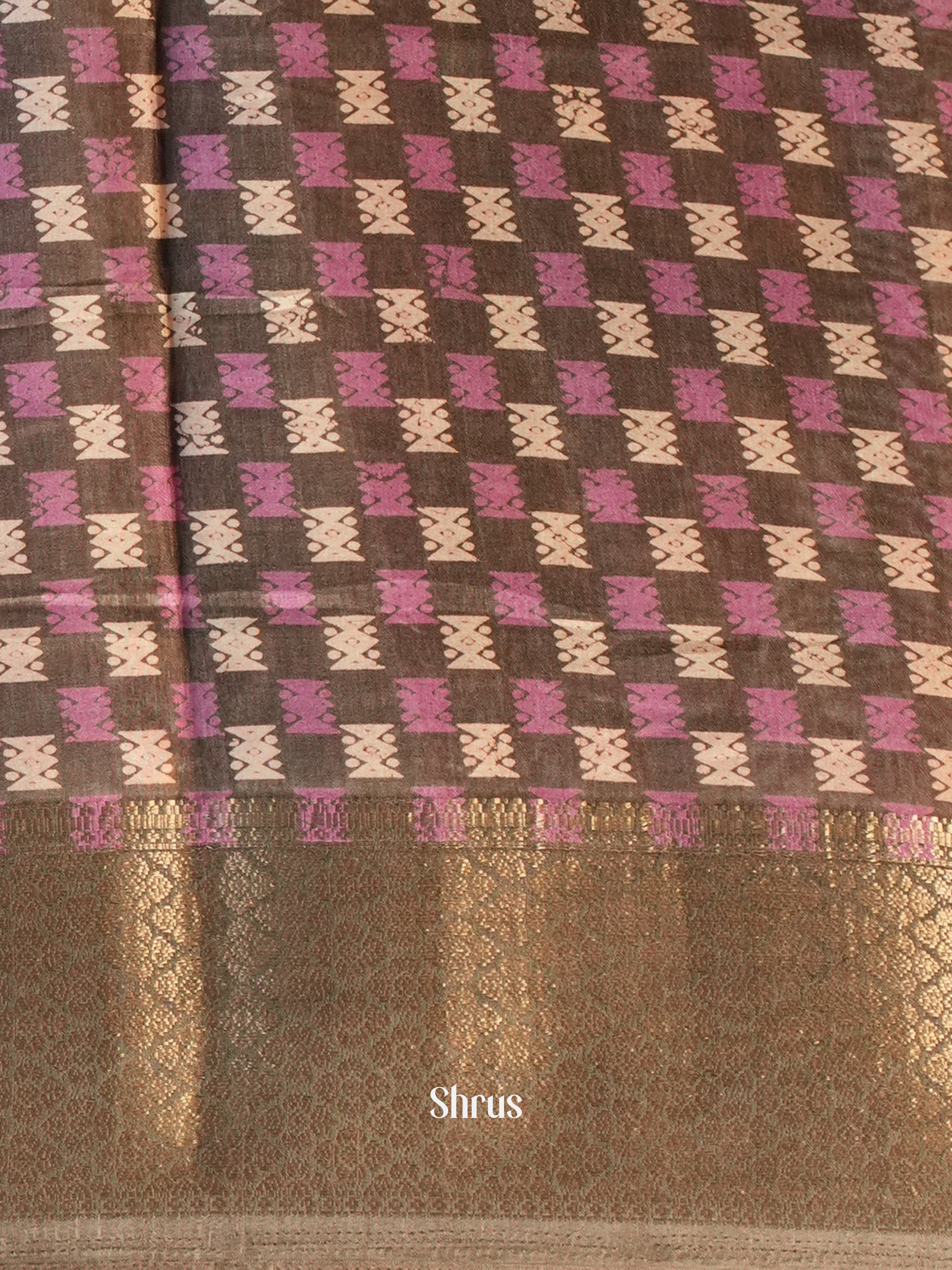 Grey & Purple - Semi Crepe Saree - Shop on Shrus.com