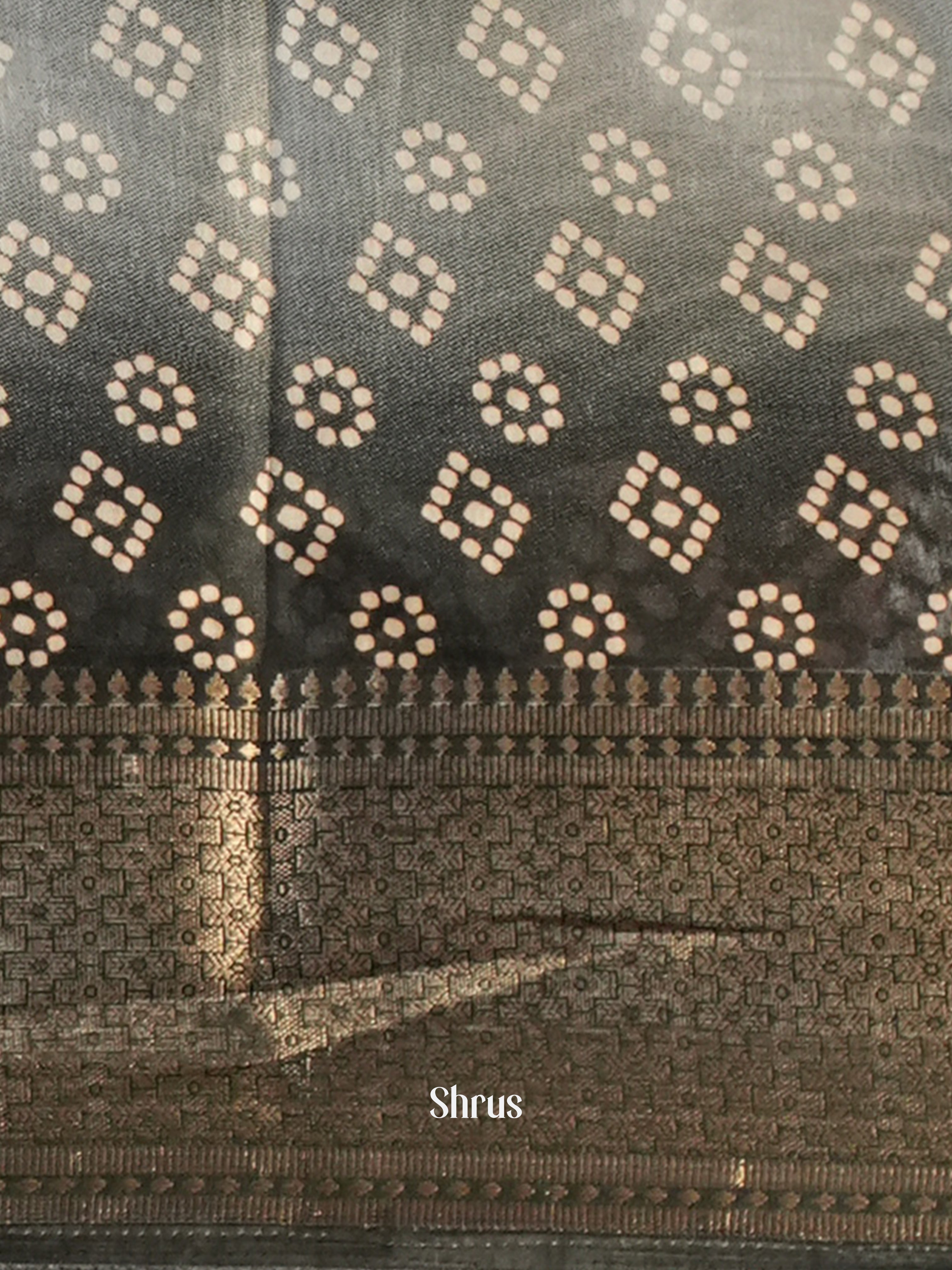 Cream & Grey- Semi Crepe Saree - Shop on Shrus.com