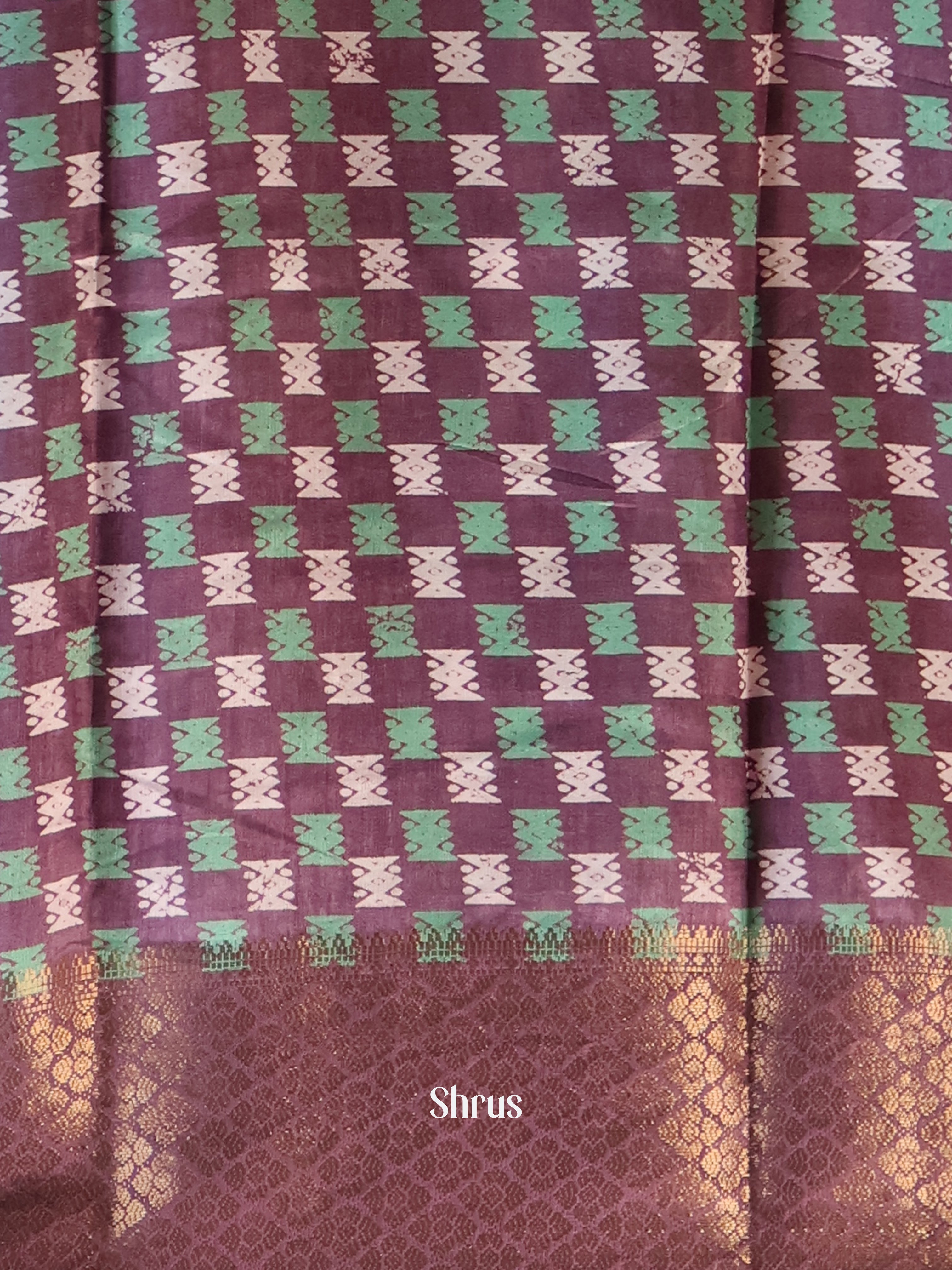 Purple & Green - Semi Crepe Saree - Shop on Shrus.com