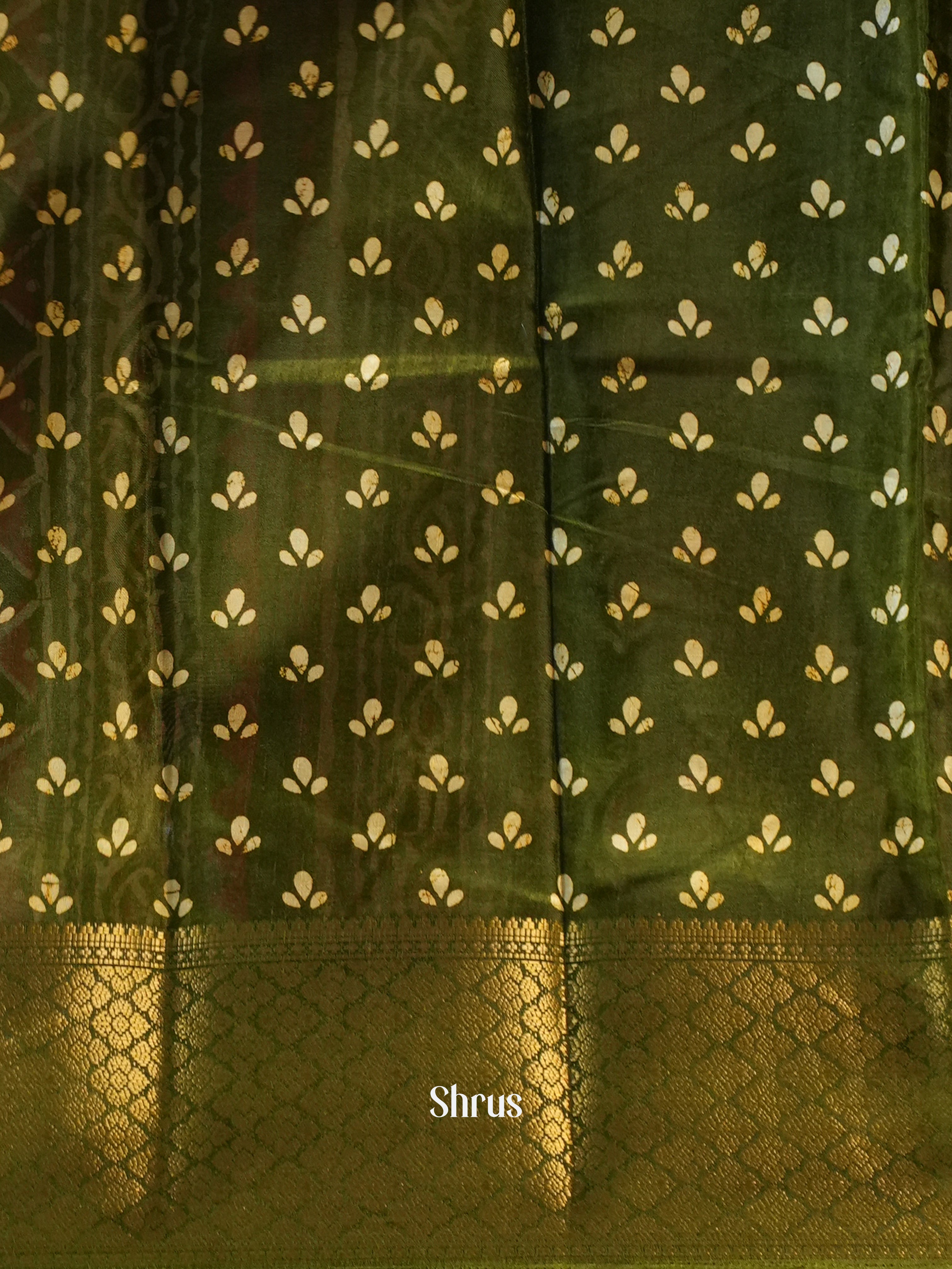 Green - Semi Crepe Saree - Shop on Shrus.com