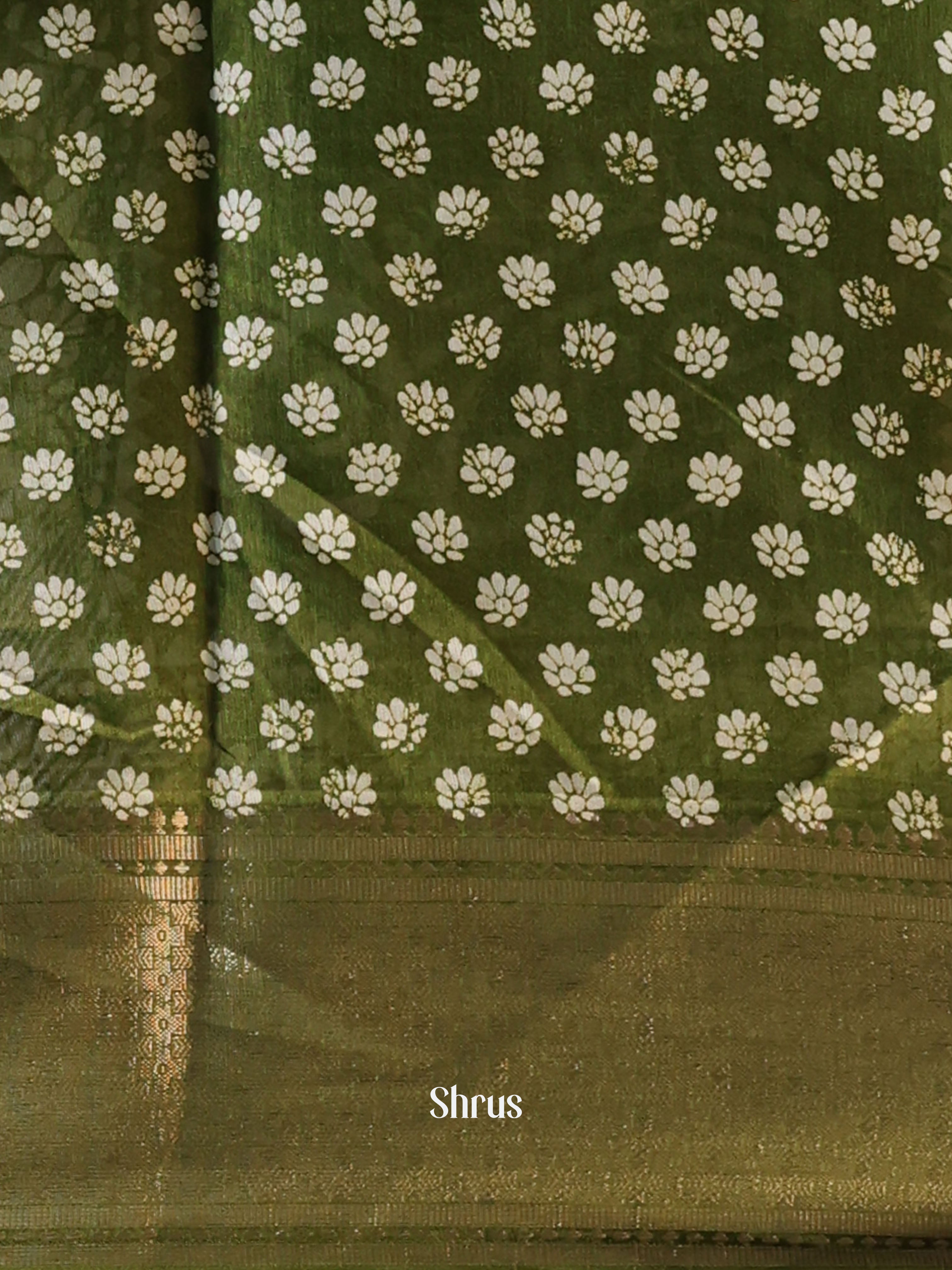 Green - Semi Crepe Saree - Shop on Shrus.com
