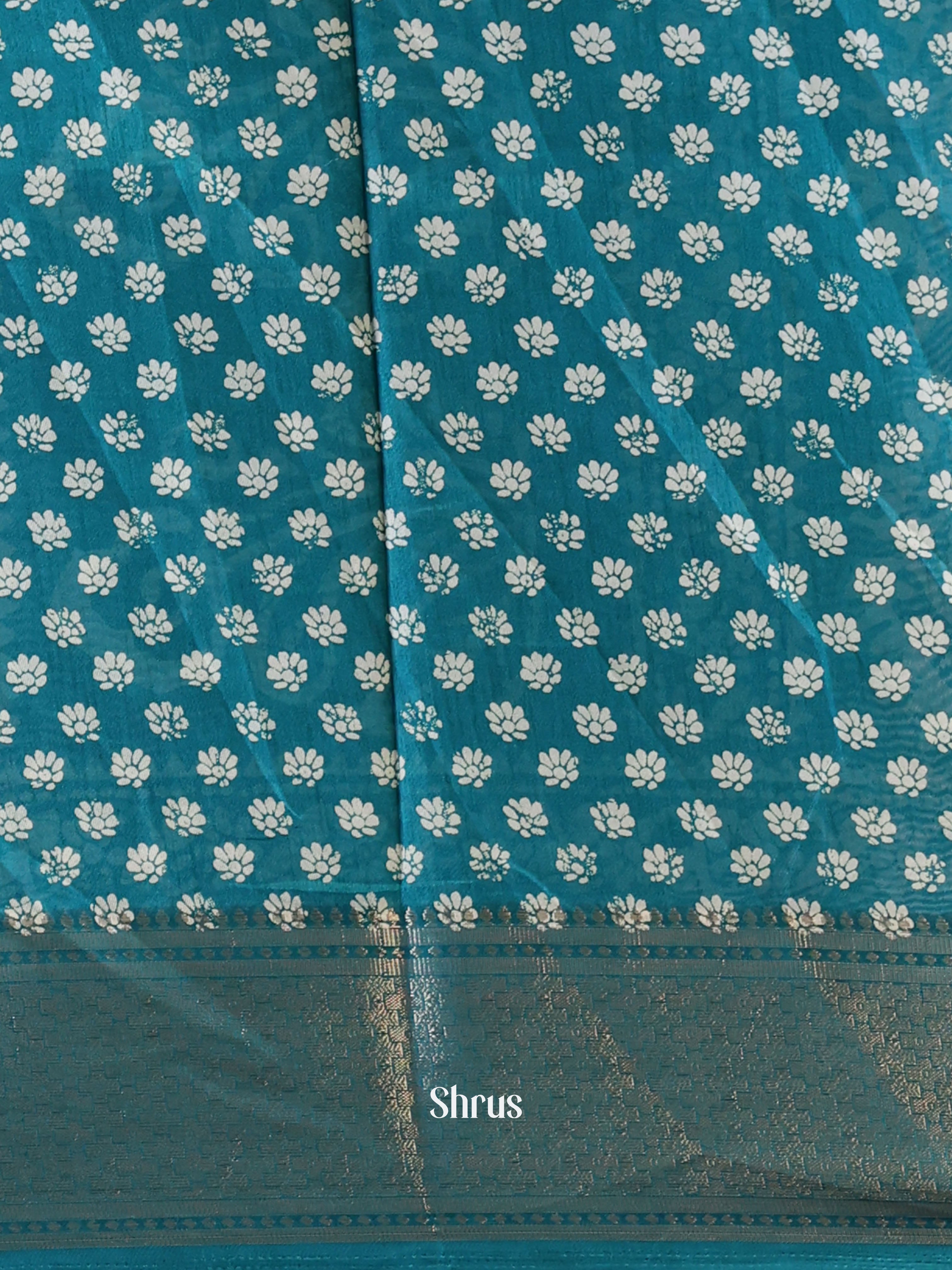 Teal - Semi Crepe Saree - Shop on Shrus.com