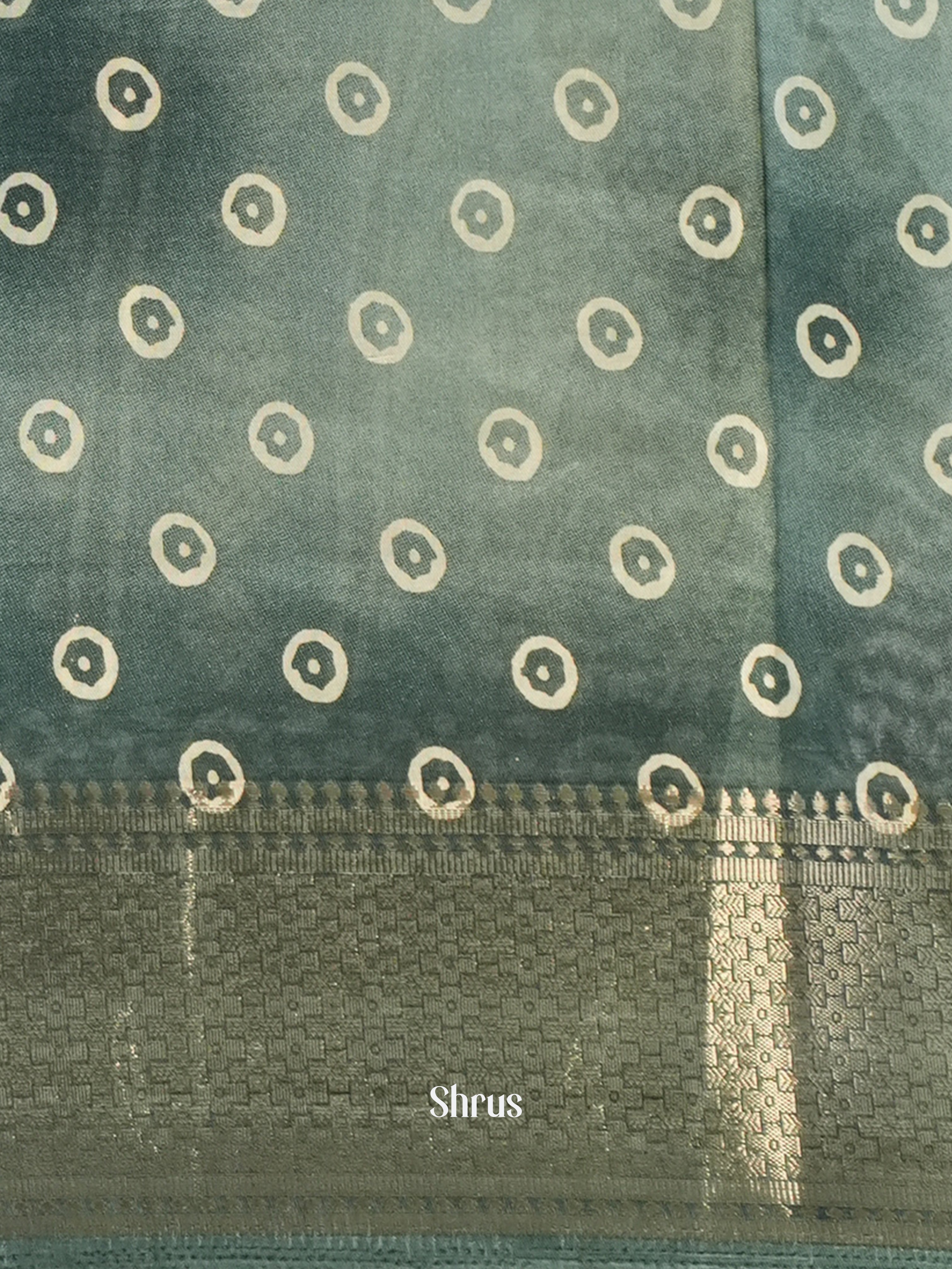 Green - Semi Crepe Saree - Shop on Shrus.com